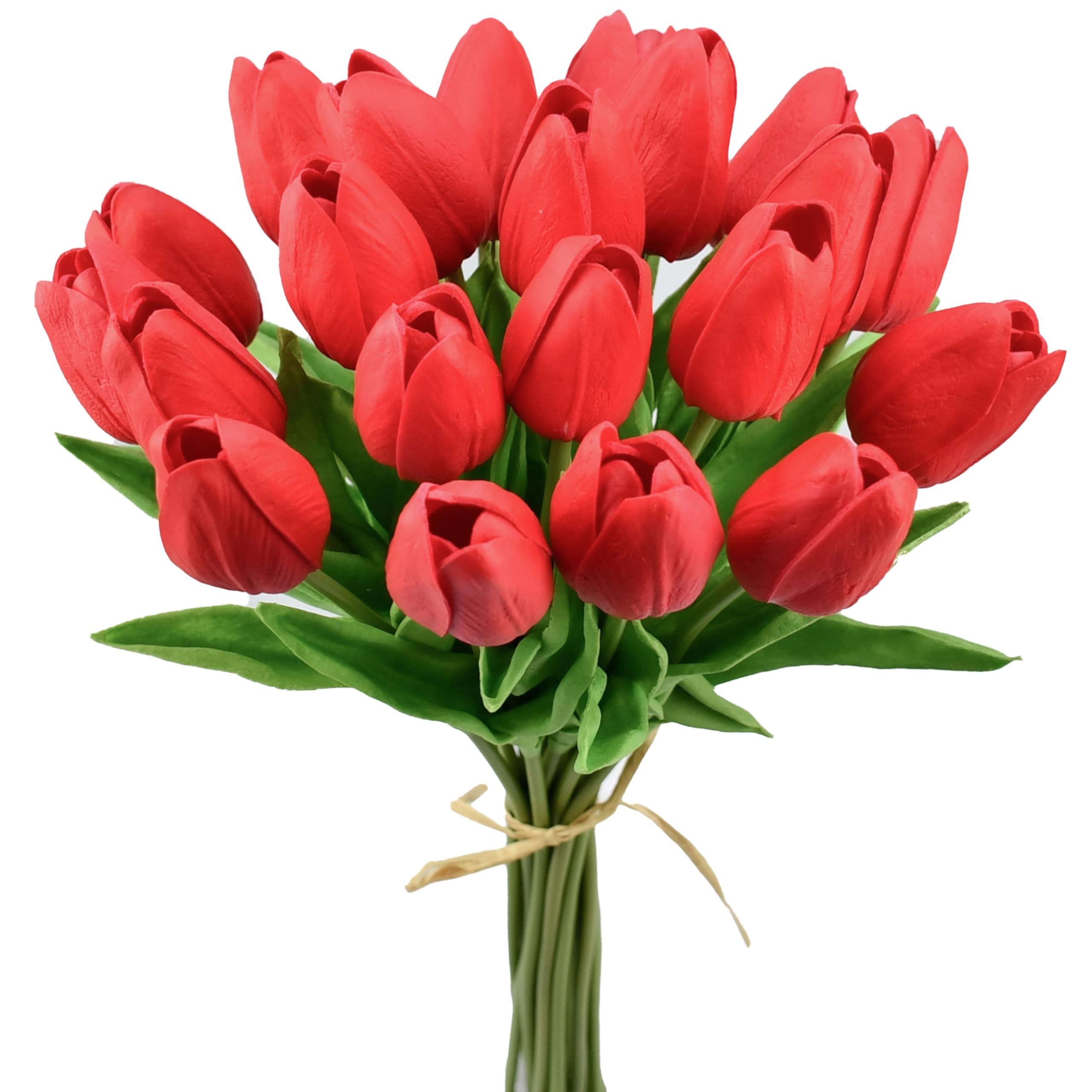 Mandy's 20pcs Red Artificial Tulip Silk Flowers 13.5" in Bulk Home Kitchen Wedding Decorations