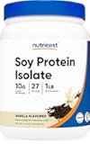 Nutricost Soy Protein Isolate Powder, 1 LB Vanilla - 10 Grams of Protein Per Serving, Vegan, GMO-Free & Gluten Free