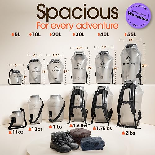 Miniatura 2 de Earth Pak - Bolsa seca impermeable - Bolsa de compresión seca enrollable que mantiene el equipo seco para kayak, playa, rafting, canotaje,