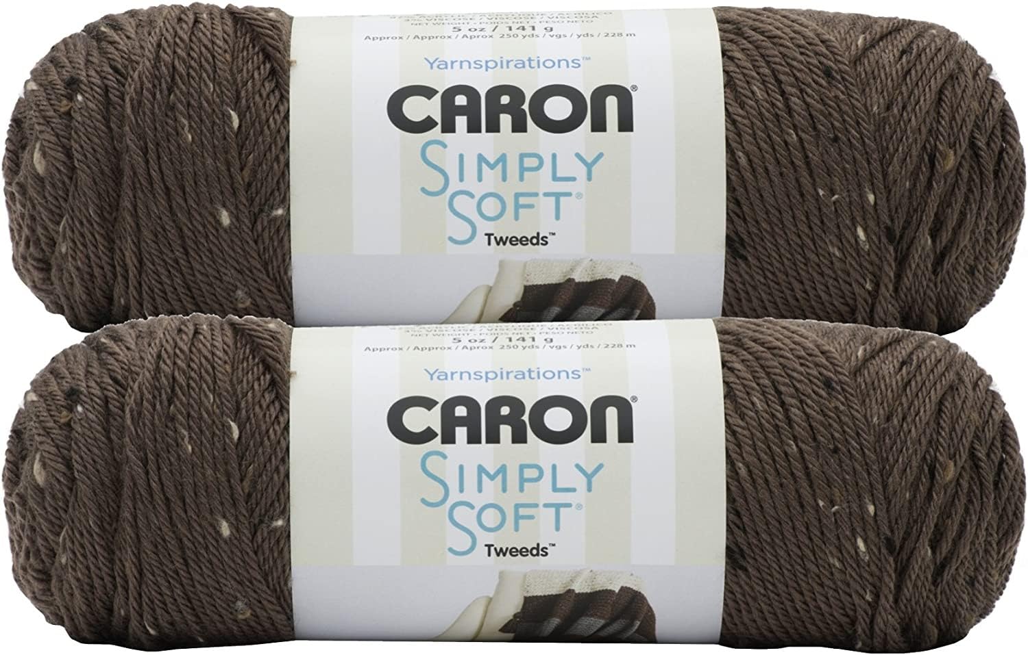 Simply Soft Bulk Buy Tweeds Acrylic Blend Yarn (2-Pack) ~ 5 oz. Skeins (Taupe)2