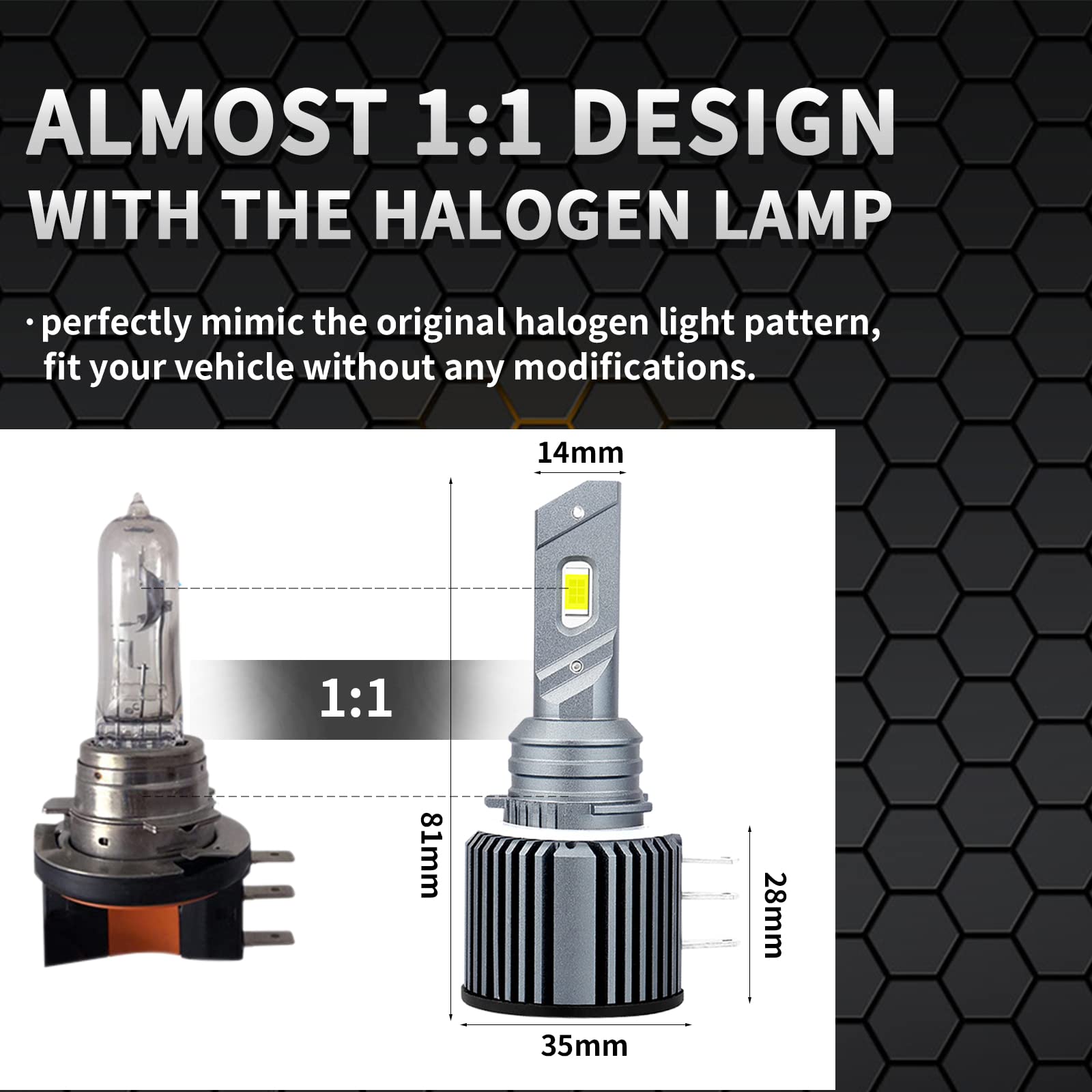 Lot de 2 ampoules de phare LED H7, blanc 6 500 K, perles LED COB 3030 à 360 degrés, étanche IP68