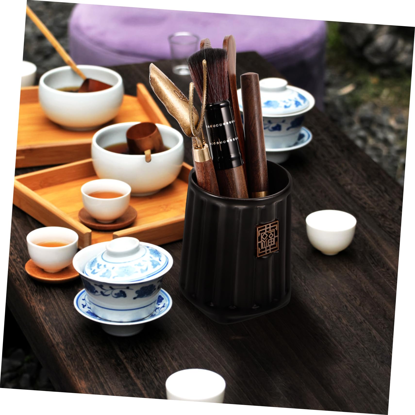 OUNONA 3 Sets Tee Kunst Set Chinesisches Teezeremonie Zubehör Tee Zubehör Für Teeliebhaber Frauen Tee Zubehör Tee Utensilien Teelöffel Für Losen Tee Gongfu Tee Zubehör Keramik