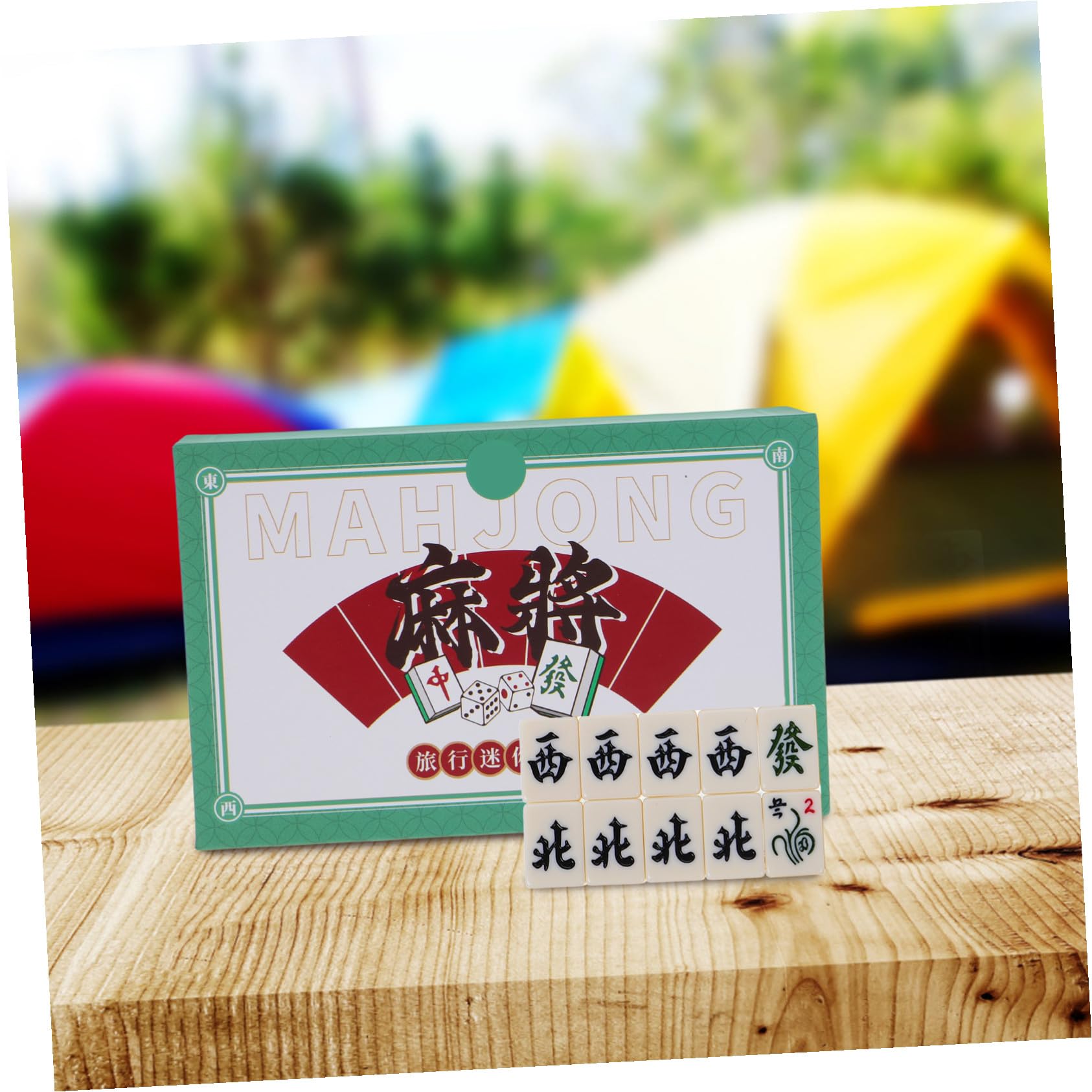 GALPADA Mini-Mahjong-Set Tragbar für Reisen Kompakt für Kleine Räume mit Handgerollten Steinen für Familienfeiern und Gesellige Anlässe aus Robusten Materialien für Langlebigen Spielspaß
