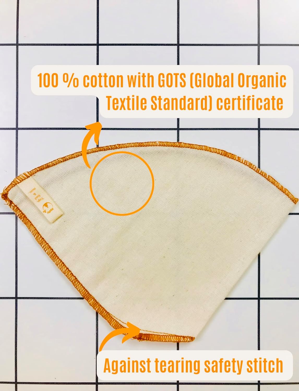 Reusable Organic Cotton Coffee Filters (2 Packs, No:2) - Coffee Filter Sock, Washable Coffee Filter Bag, 100% Cotton, For Coffee Machines (2 Packs, no:2) image 5