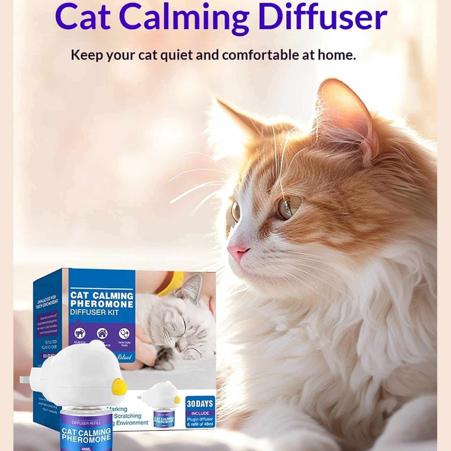 Petwellness Diffuseur Chat,Pet Wellness Diffuseur Chat Anti Urine,avec Recharges,Stop Aux Bagarres Et Aux Sifflements des Chats Fini Au Marquage Urinaire，2pcs