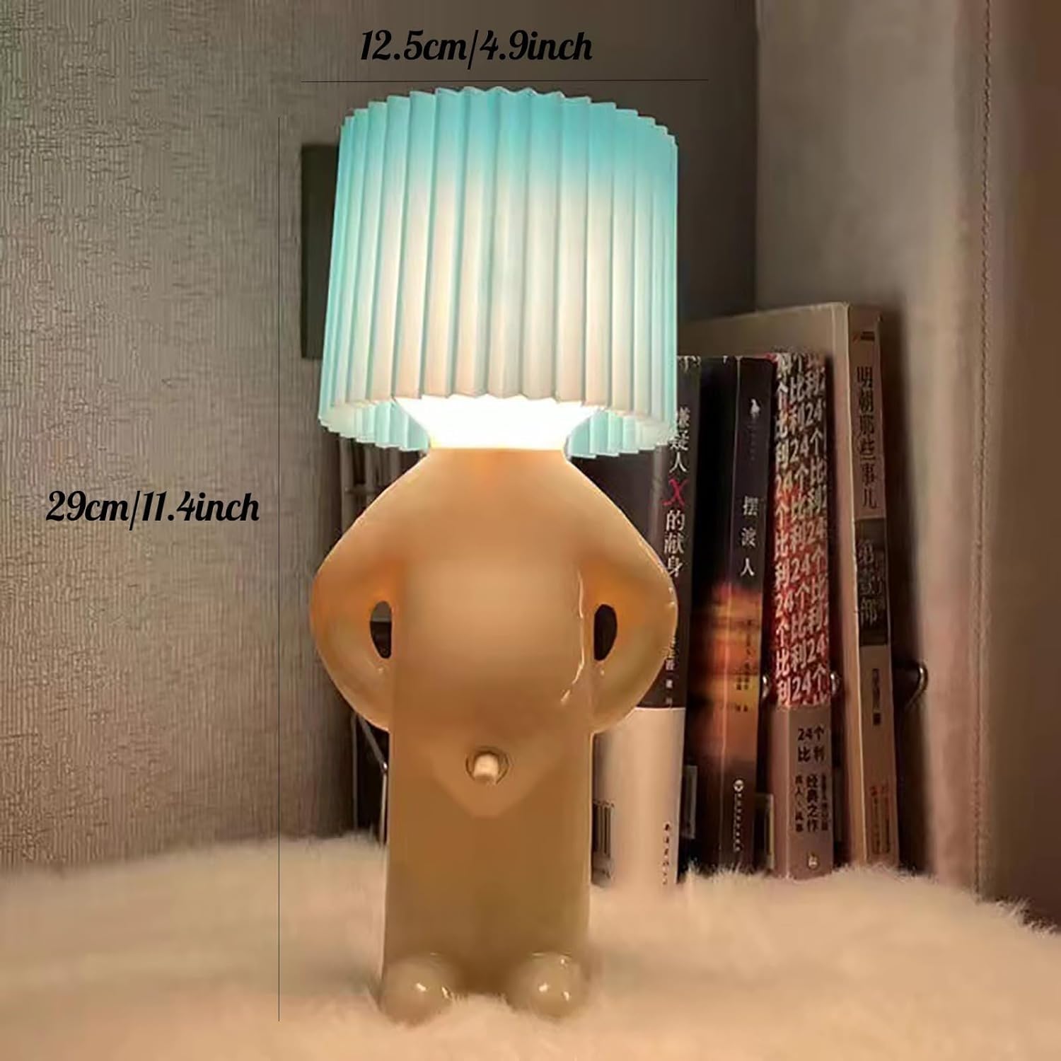 Shy Man Lamp, Cute Boy Night Light, Naughty Boy Creative Desk Lamp, A Little Desk Shy Man Lamp, Creative Night Light LED Plug-in Table Lamp For Bedroom, Bathroom, Toilet (Color : Green)