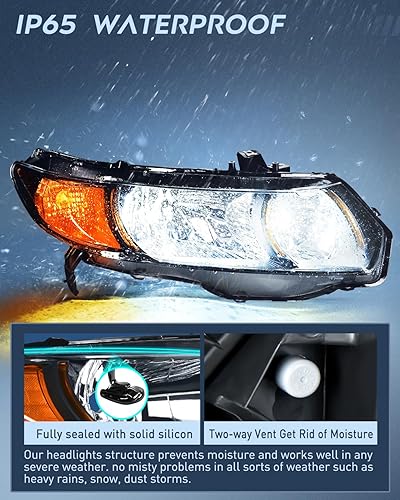 Miniatura 4 de Nilight Conjunto de faros delanteros compatible con Honda Civic 2 puertas Coupé 2006 2007 2008 2009 2010 2011 Honda Civic 2 puertas Coupé faros de
