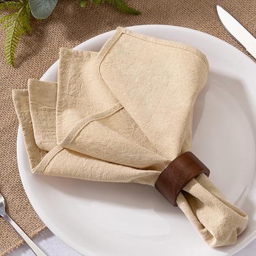 Vista 23 de MLMW Juego de 6 servilletas de tela color marrón nude, de lino, rústicas, de algodón, lavables a granel, de 16 x 16 pulgadas, para decoración de Piel