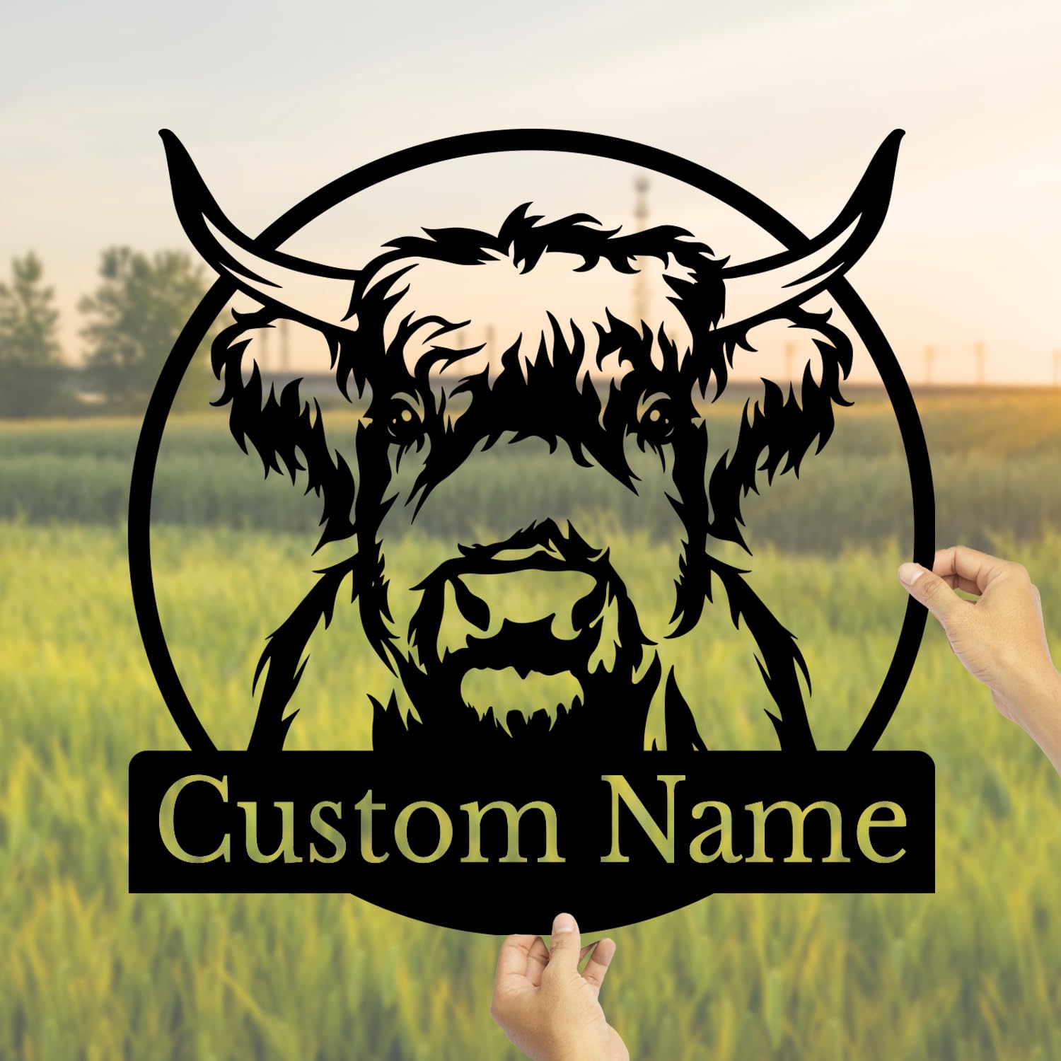 Senyer Style-6 Custom Highland Cow Metal Sign,Personalized Cow Farm Name Sign,Custom Baby Highland Cow Farmhouse Metal Wall Art,Farm Name Sign,Farmhouse Decor,Cow Ranch Decor (Style-6)