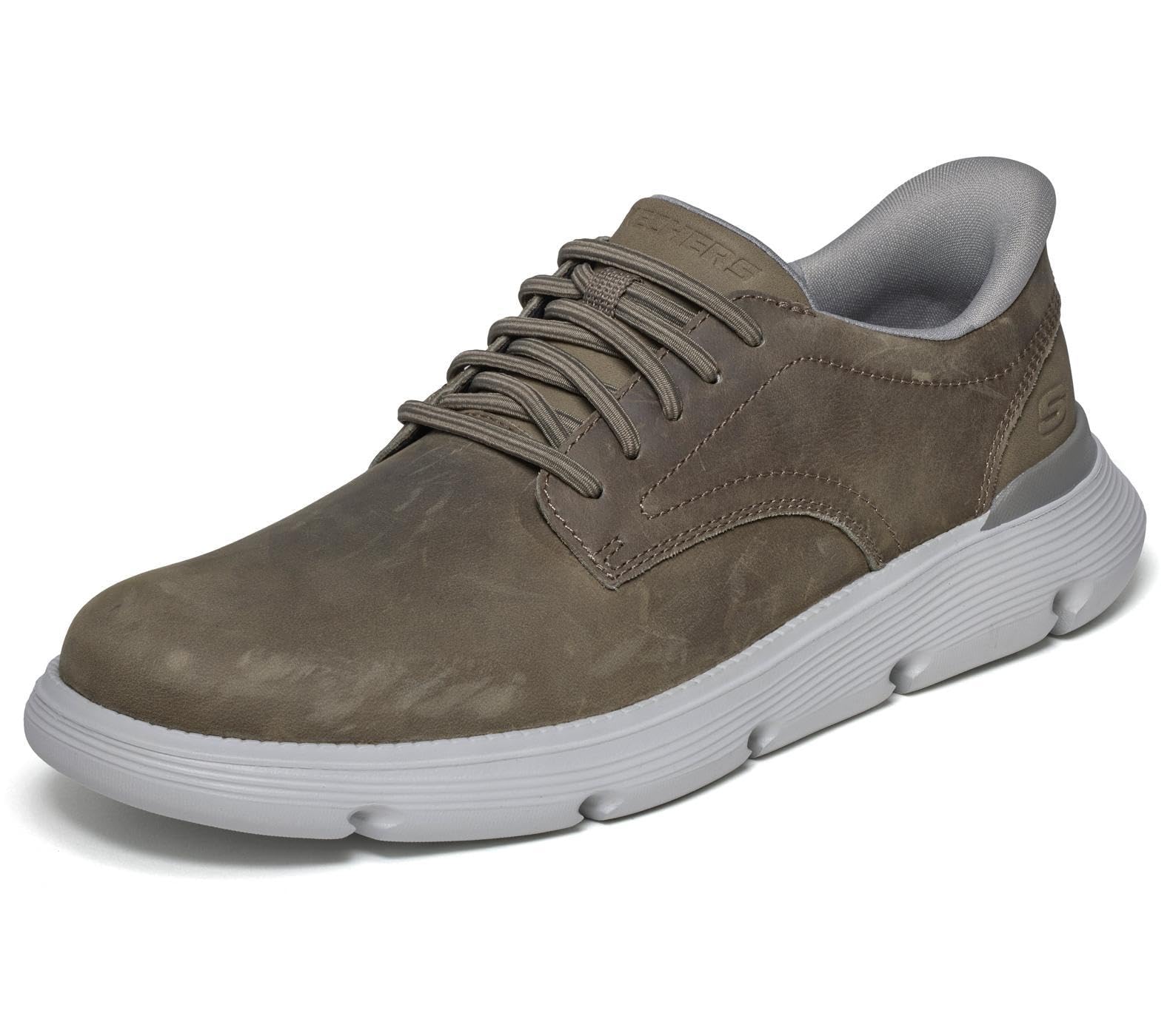 Skechers Men's Garza Duran Slip-in Trainers, Dark Taupe Leather/Synthetic, 7 UK