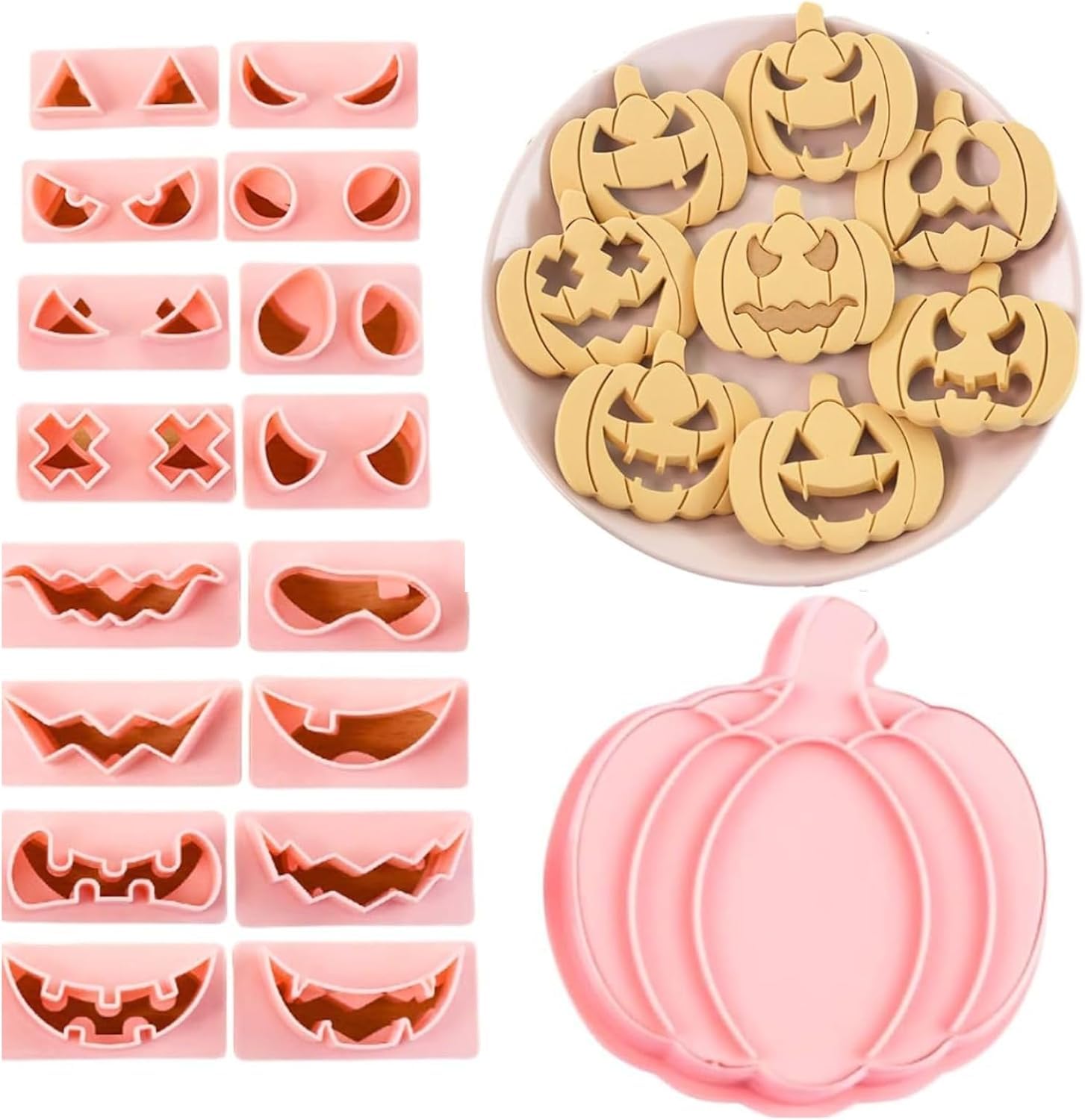 13-teiliges Kürbis-Ausstechformen-Set, 3D-Pressbar, Gebäck, Keksausstecher, Rosa