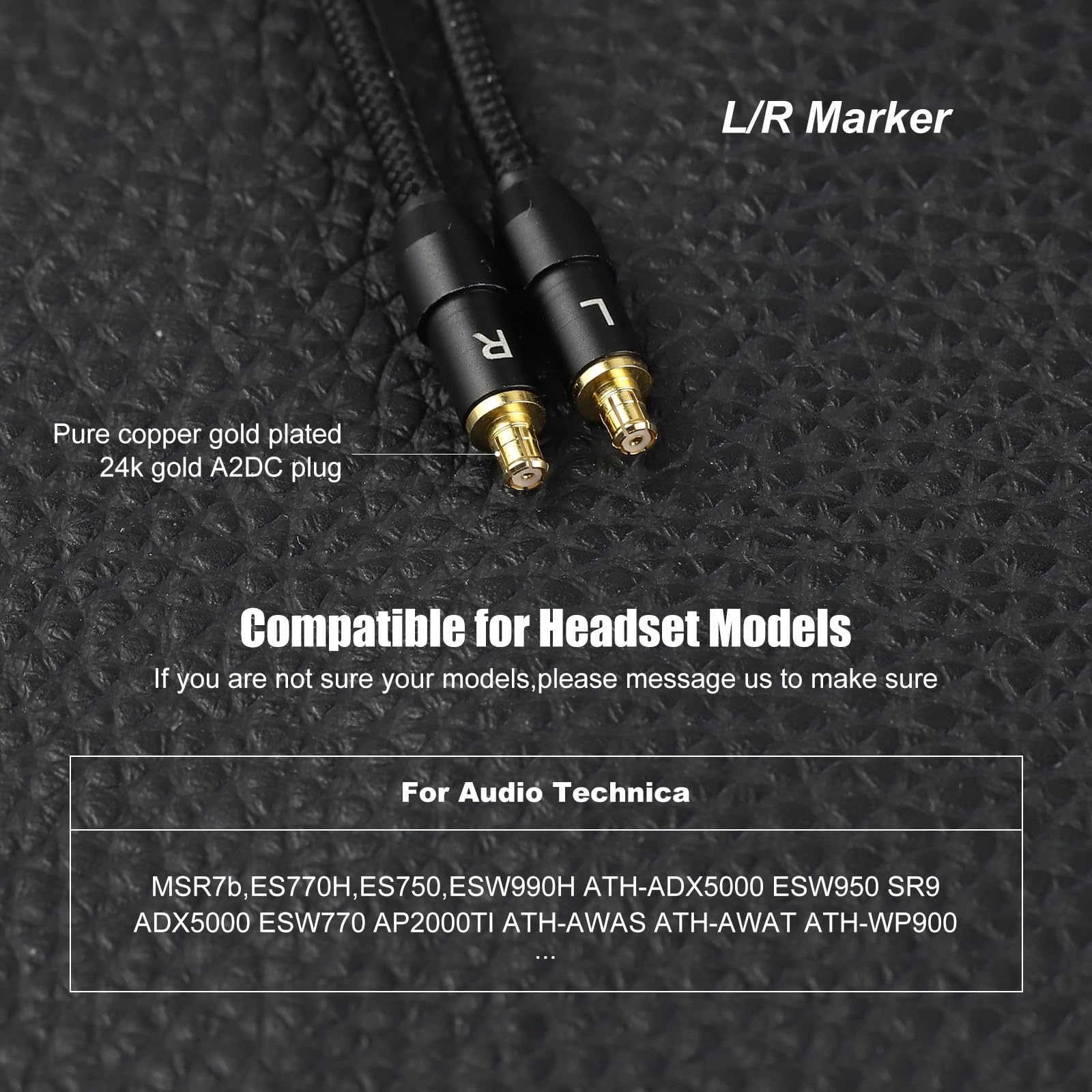 okcsc SR9 Cavo di prolunga audio intrecciato a 4 pin, cavo di prolunga Hi-Fi, 3,5 mm femmina a maschio, in nylon, compatibile con ATH-MSR7b, ATH-SR9