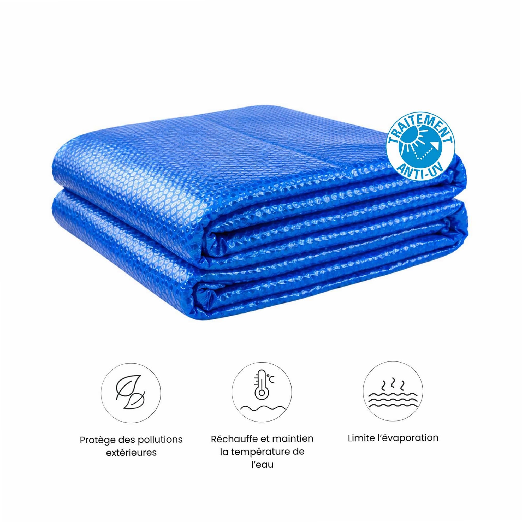 WERKA PRO Bâche à Bulles Ronde Polyéthylène 180 Microns - Traitement Anti-UV - Ø 4,47 m pour Bassin Ø 4,57 m - Bleu - Chauffage Solaire Économique Eau Piscine