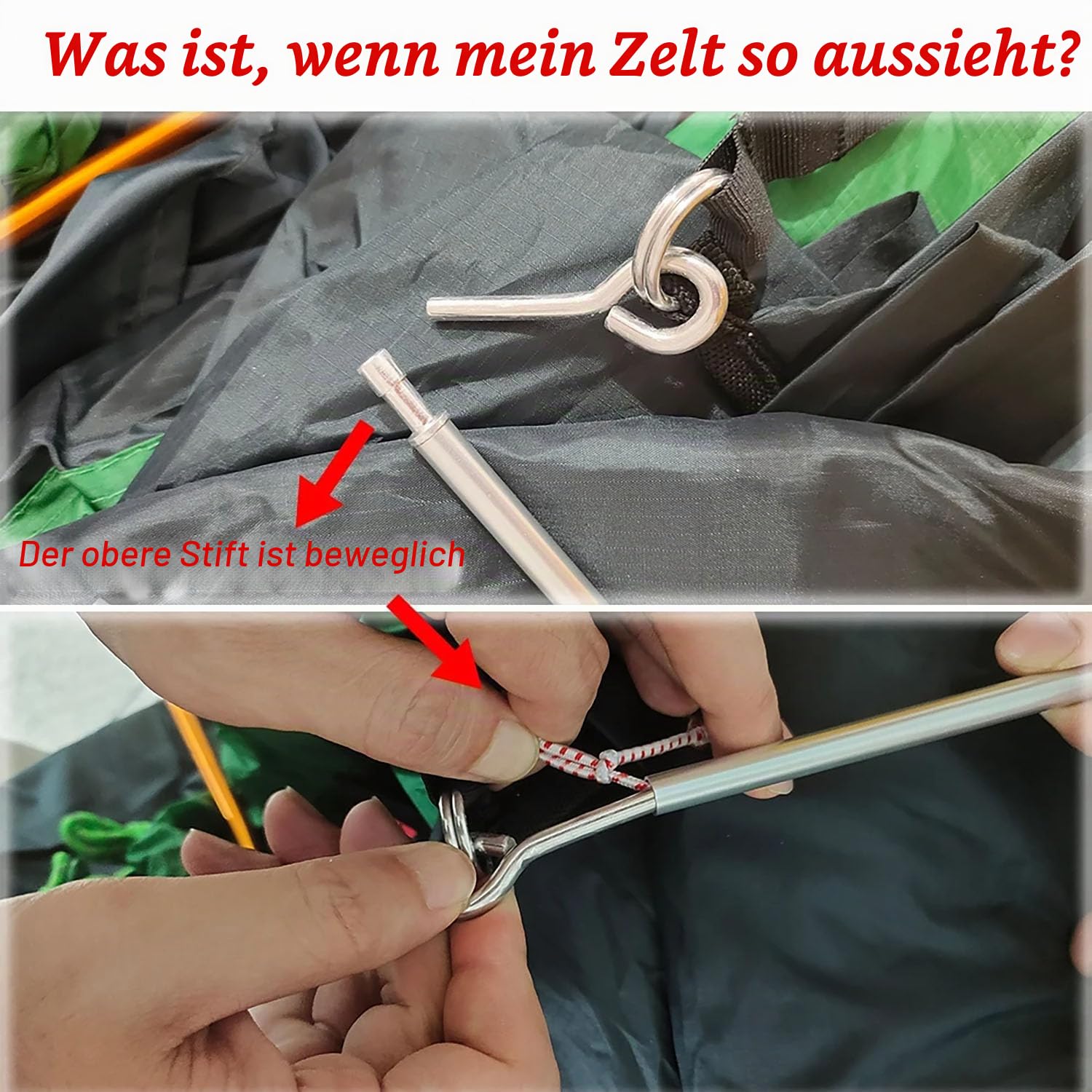 Zeltstangen Ersatz 3, 6m 4 m 4,6 m Aluminium Zeltstange 8 mm Outdoor Camping Zusammenklappbarer Zelt Reparaturset