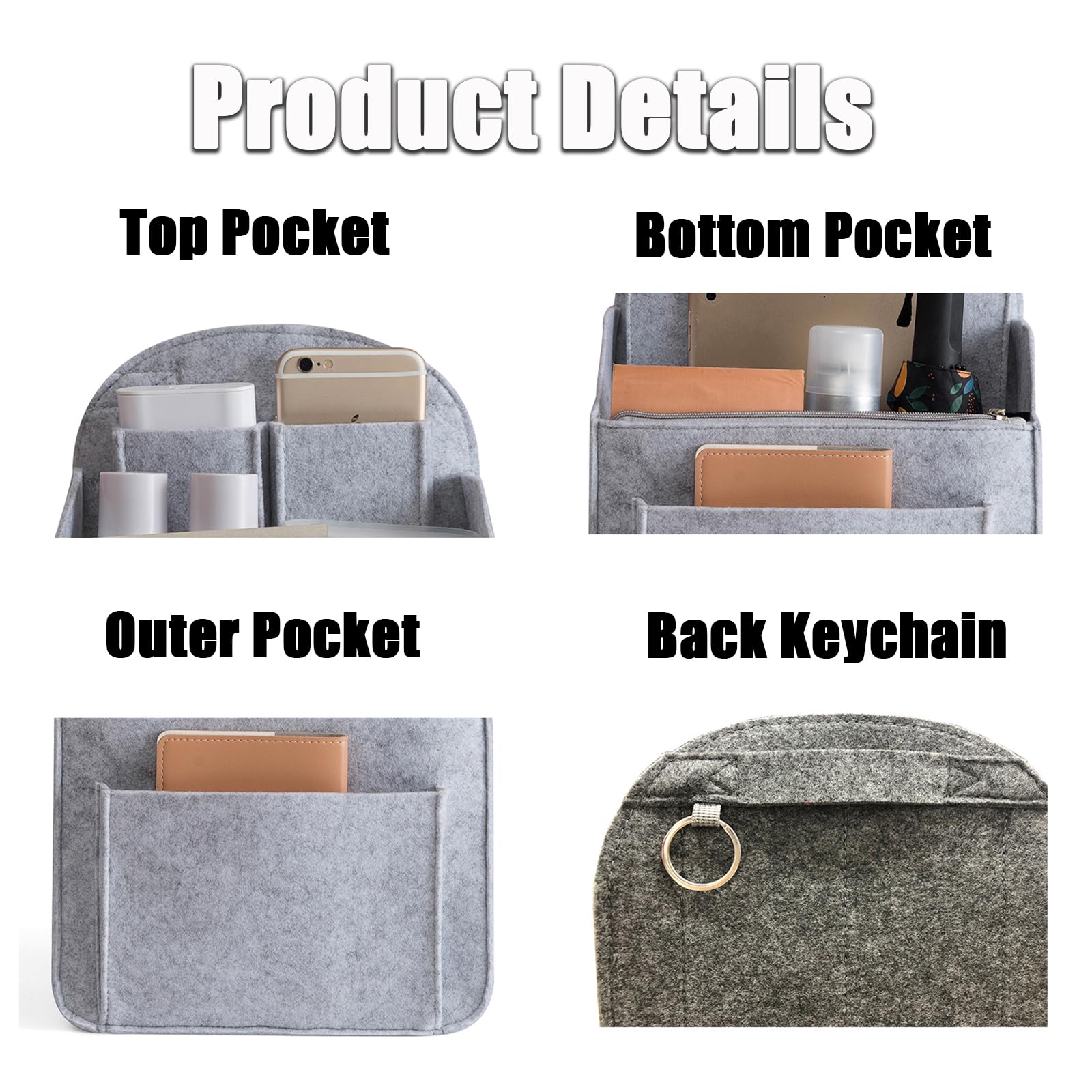 Organiseur De Sac à Dos En Feutre - Rangement Portable Multi-Poches Voyage Et Quotidien