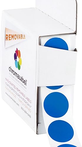 ChromaLabel Etiqueta redonda de 0.75 pulgadas, etiquetas extraíbles con código de color, 1000 etiquetas por caja dispensadora, azul oscuro