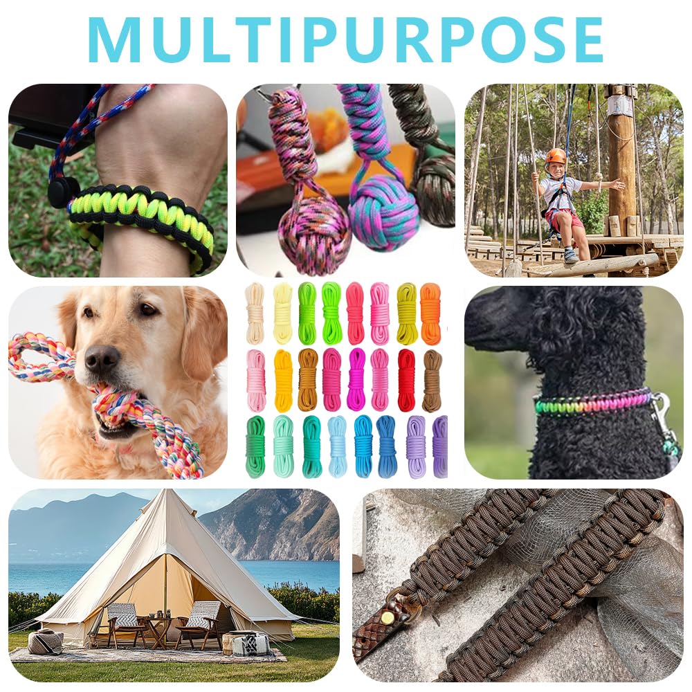 Cuerda de paracord 550 10 ft 3 m 4 mm 7 hilos núcleo nailon pulsera DIY llavero