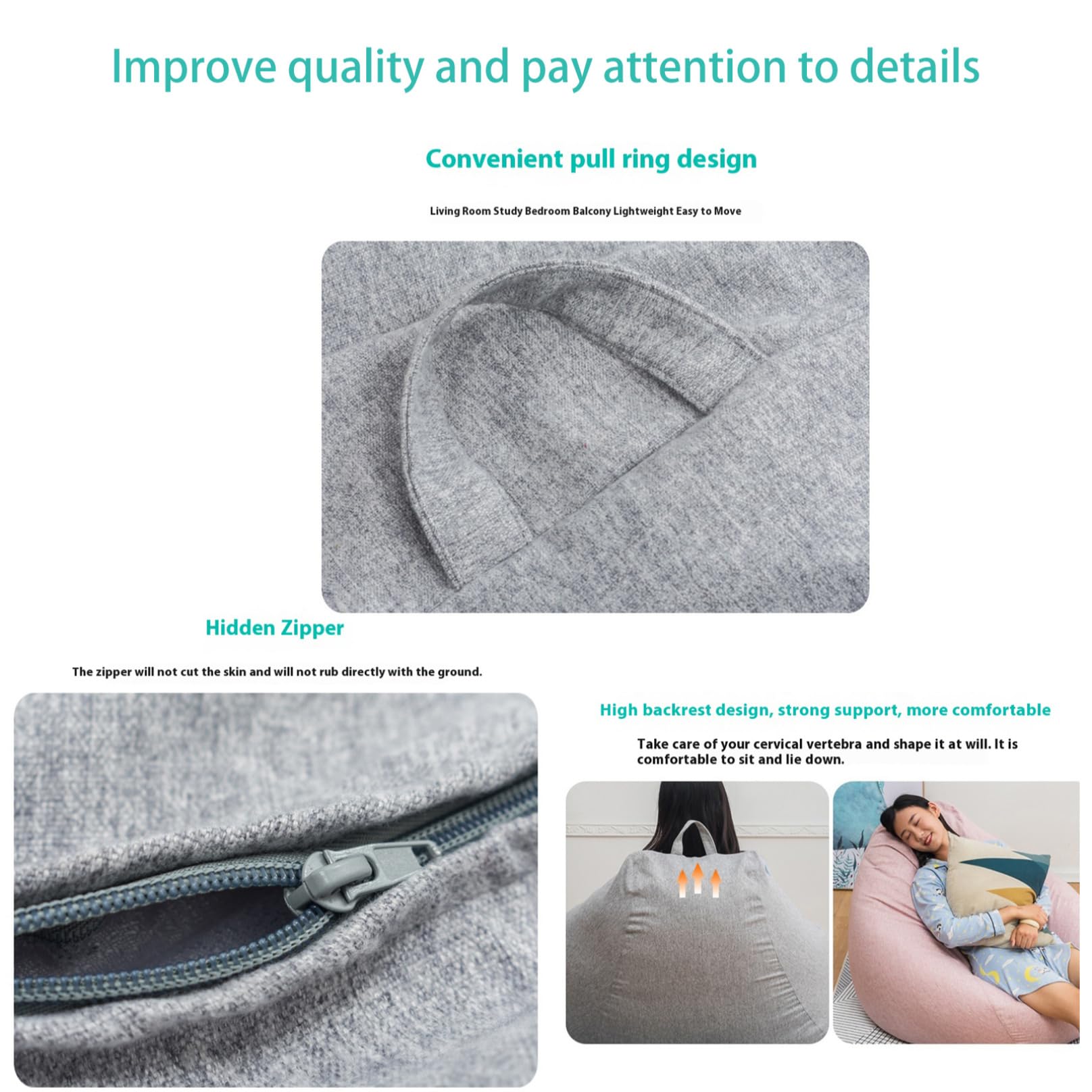 Nowoczesny, zmywalny, aksamitny pokrowiec na pufę z zamkiem błyskawicznym dla dorosłych i młodzieży, do salonu, biura, sypialni, bez wypełnienia, różowy, 80 x 90 cm