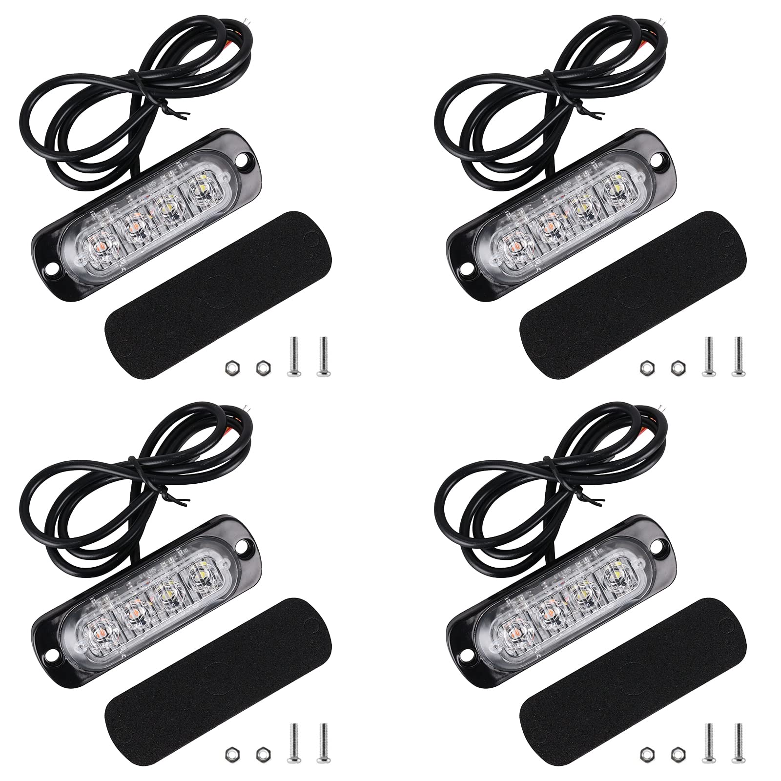 4PCS 4LEDs Luci stroboscopiche di emergenza Barra luminosa stroboscopica lampeggiante pericolo per auto camion furgoni fuori strada veicolo ATV SUV