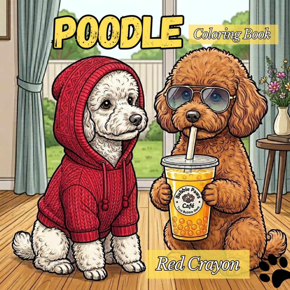 Poodle Coloring Book: 50 Stress Relieving Coloring Pages, Perfect Gift for Poodle Lovers
