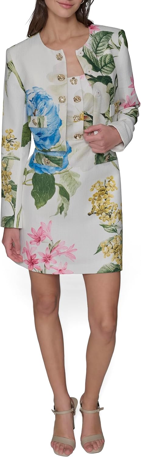 Karl Lagerfeld Womens Tailored Button Front Cropped Jacket - Image 2