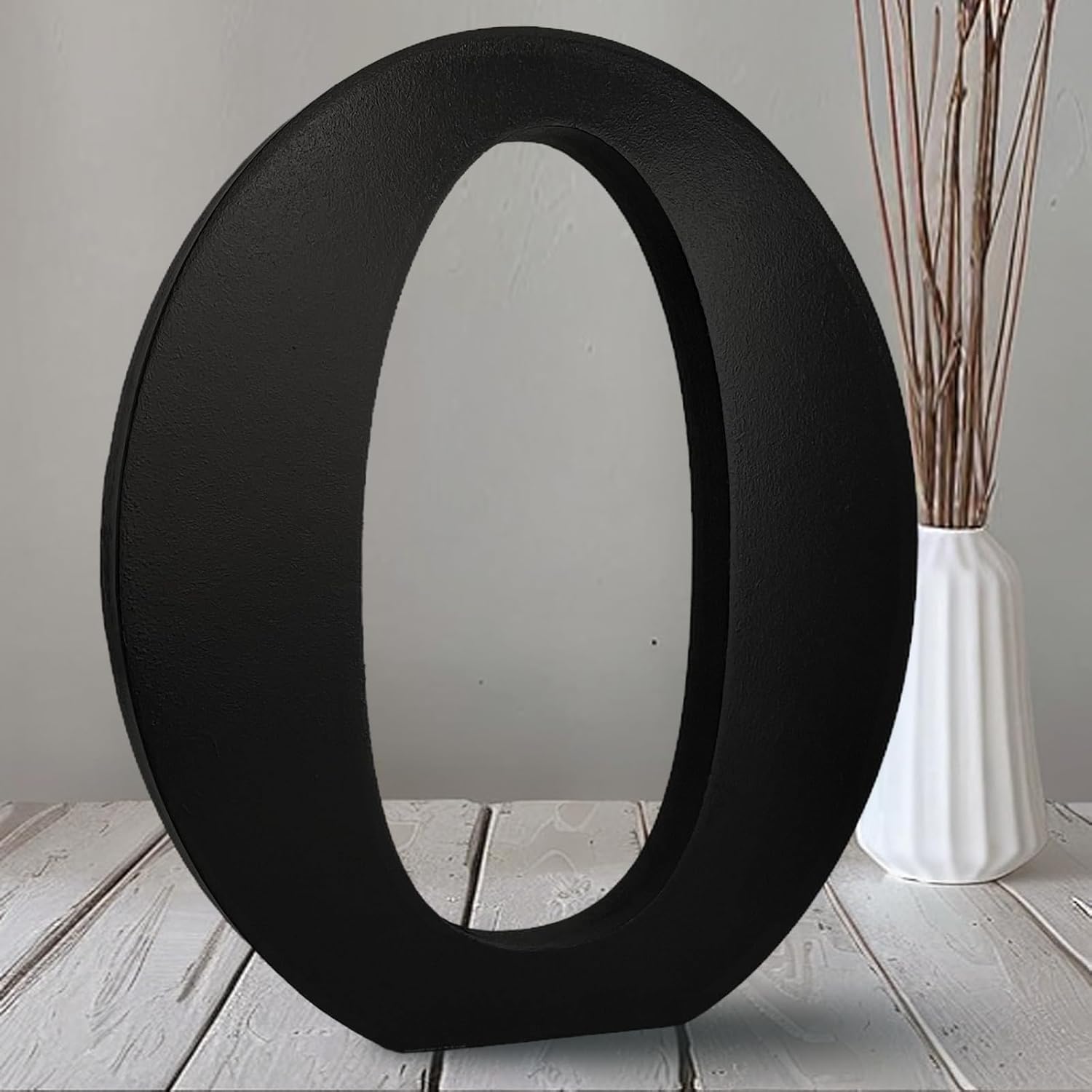 AOCEAN 10 inch Black Wood Letters Unfinished Wood Letters for Halloween Decorative Standing Letters Slices Sign Board Decoration for Craft Home Party Projects (O)