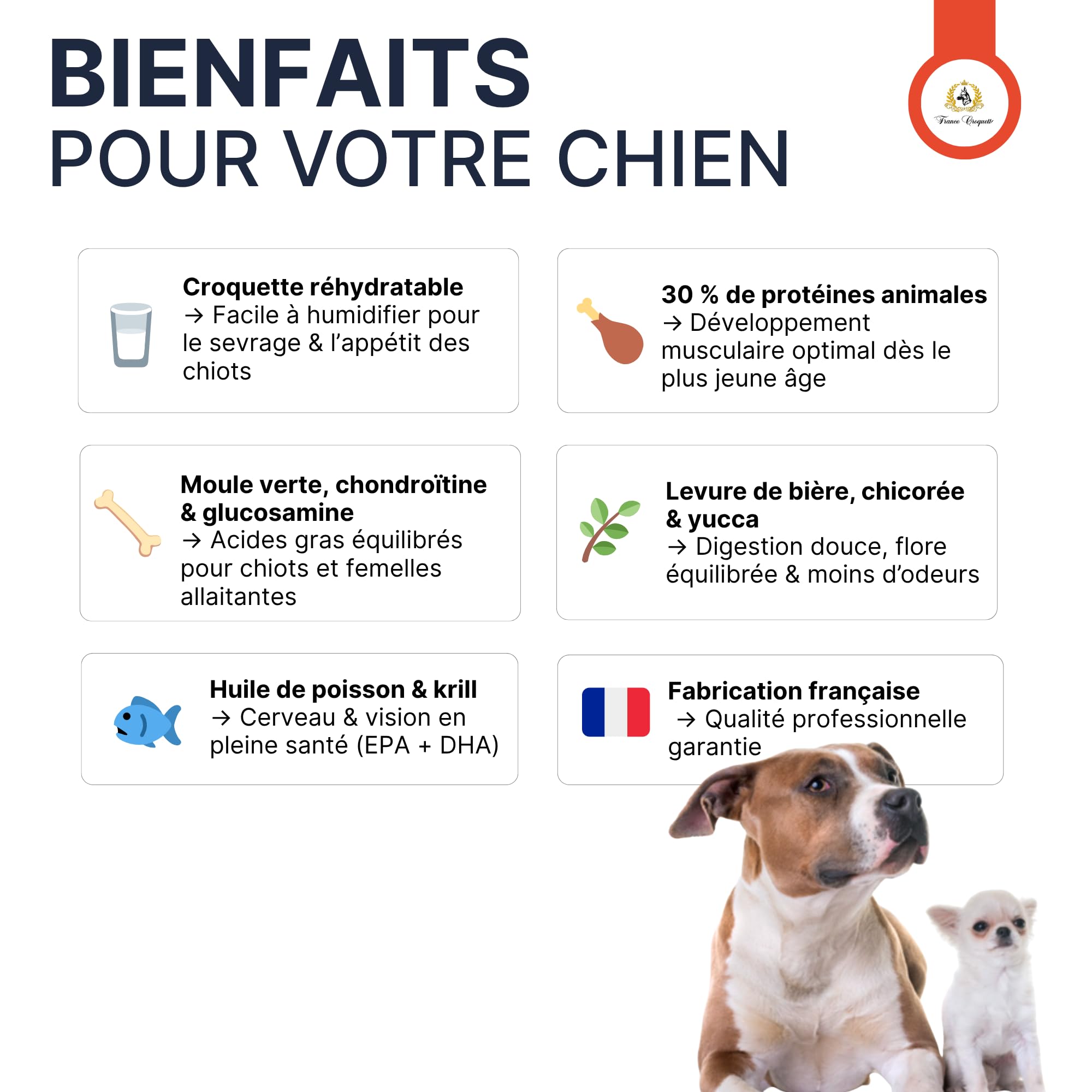 Croquettes Chiens Premium – Gold Starter Mère & Chiots 1 à 3 Mois & Chiennes Gestantes | Croissance, Sevrage Facile, Immunité, Digestion & Vitalité | Fabrication Française – Sac 10 kg
