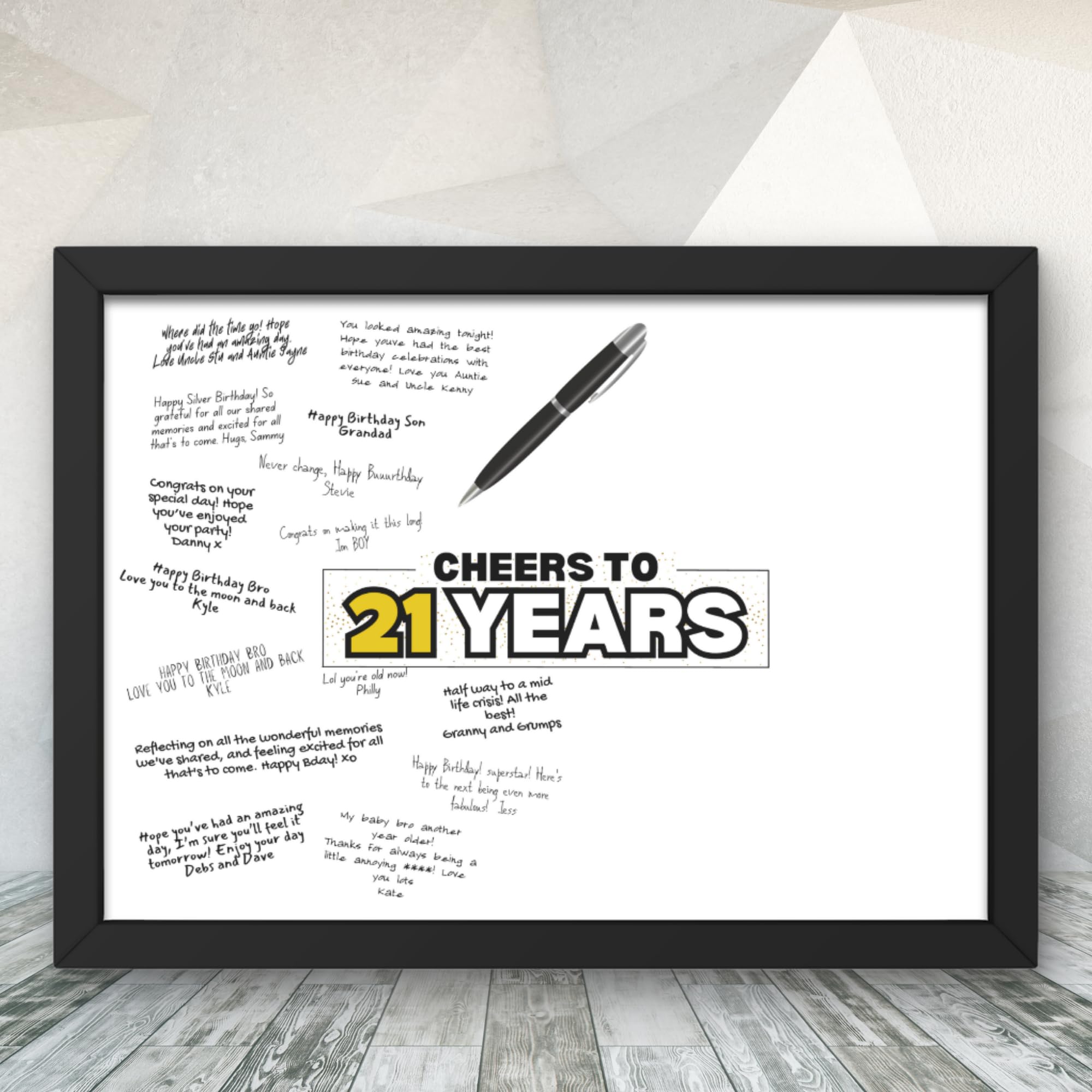 State Media Vision 21th Birthday Signature Poster - Memorable Guest Book Alternative - 21 Year Milestone - Special Birthday Keepsake Gift (Gold 21 Years Poster, A3 Print Only)
