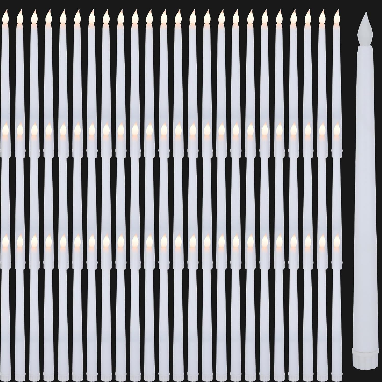 72 Pcs Flameless LED Taper Candles Battery Operated Candles Bulk 11 Inch Flickering Fake Candlesticks for Christmas Birthday Wedding Church Decor Party Supplies, Battery Not Included