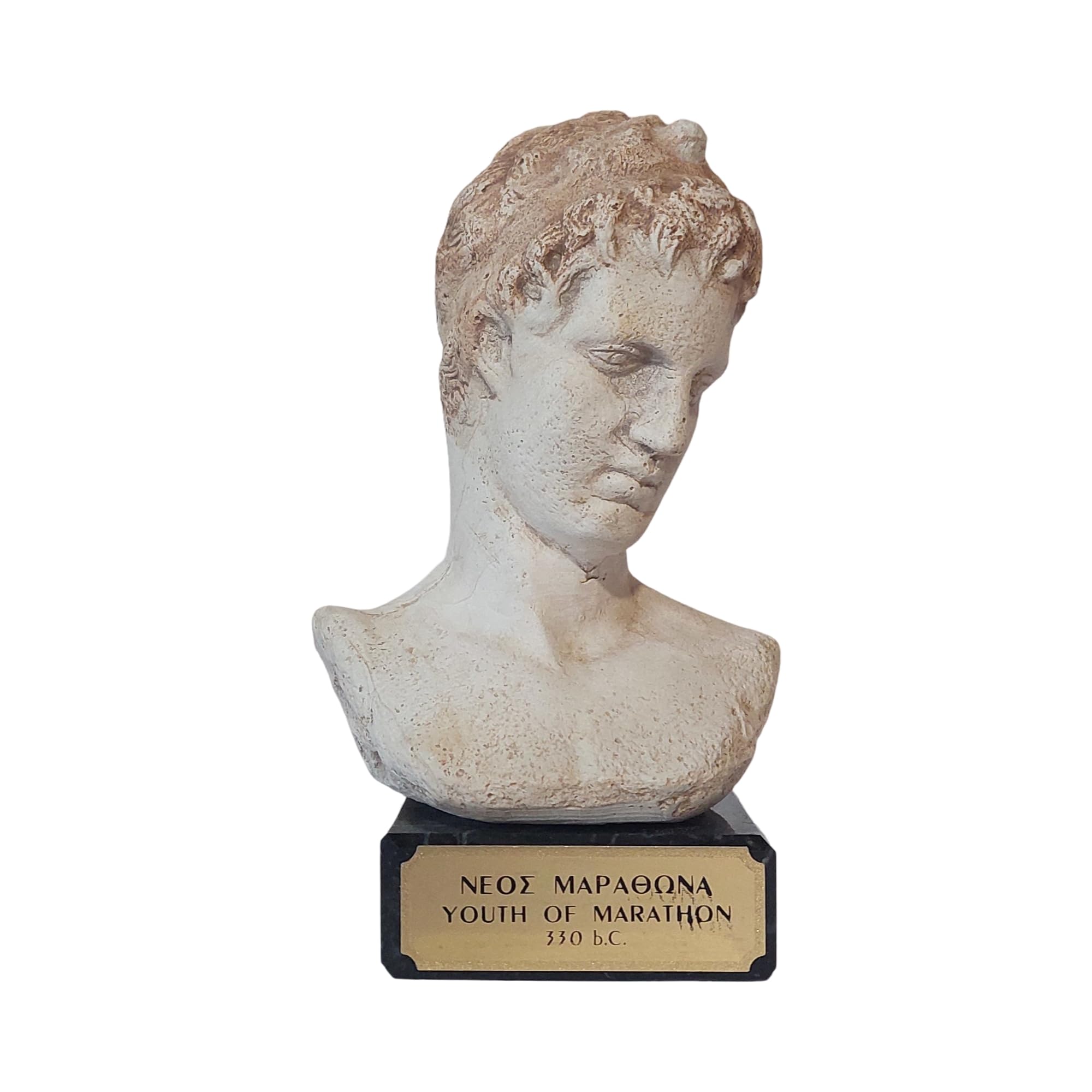 DadArt Youth of Marathon Bust Plaster Statue with Marble Base 12.5 cm
