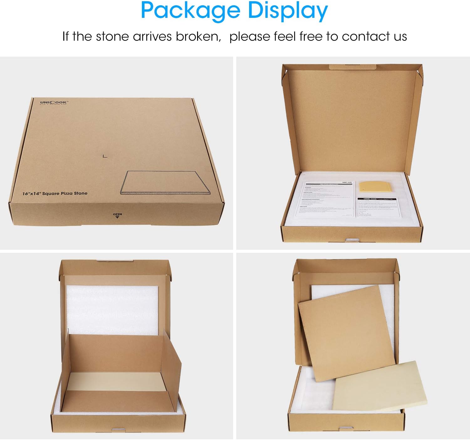 Unicook Large Pizza Stone 16 Inch, Heavy Duty Cordierite Pizza Grilling Stone, Bread Baking Stone, Thermal Shock Resistant Pizza Stone for Oven Grill, Baking Pizza, Bread, Cookie, Rectangular 16 x 14 : Patio, Lawn & Garden