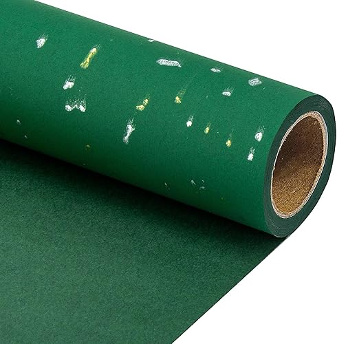 Flyhill Mini rollo de papel de regalo, 17 pulgadas x 16.5 pies (23.4 pies cuadrados.ttl-diseño de copo de nieve de oro negro con suave para Navidad, disponible en Yaxa Costa Rica