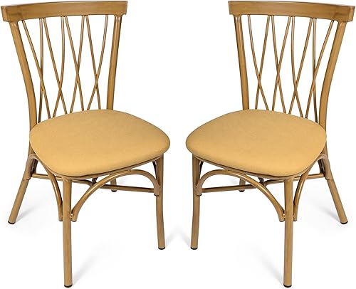 Miniatura 9 de LUCKYERMORE Juego de 2 sillas de comedor tapizadas, cómodas sillas de comedor de piel sintética con respaldo curvado y marco de aluminio, modernas