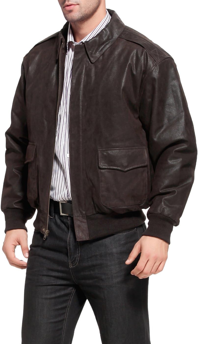Landing Leathers Men Air Force A-2 Distressed Leather Flight Bomber Jacket (Also available in Big & Tall) - Image 4