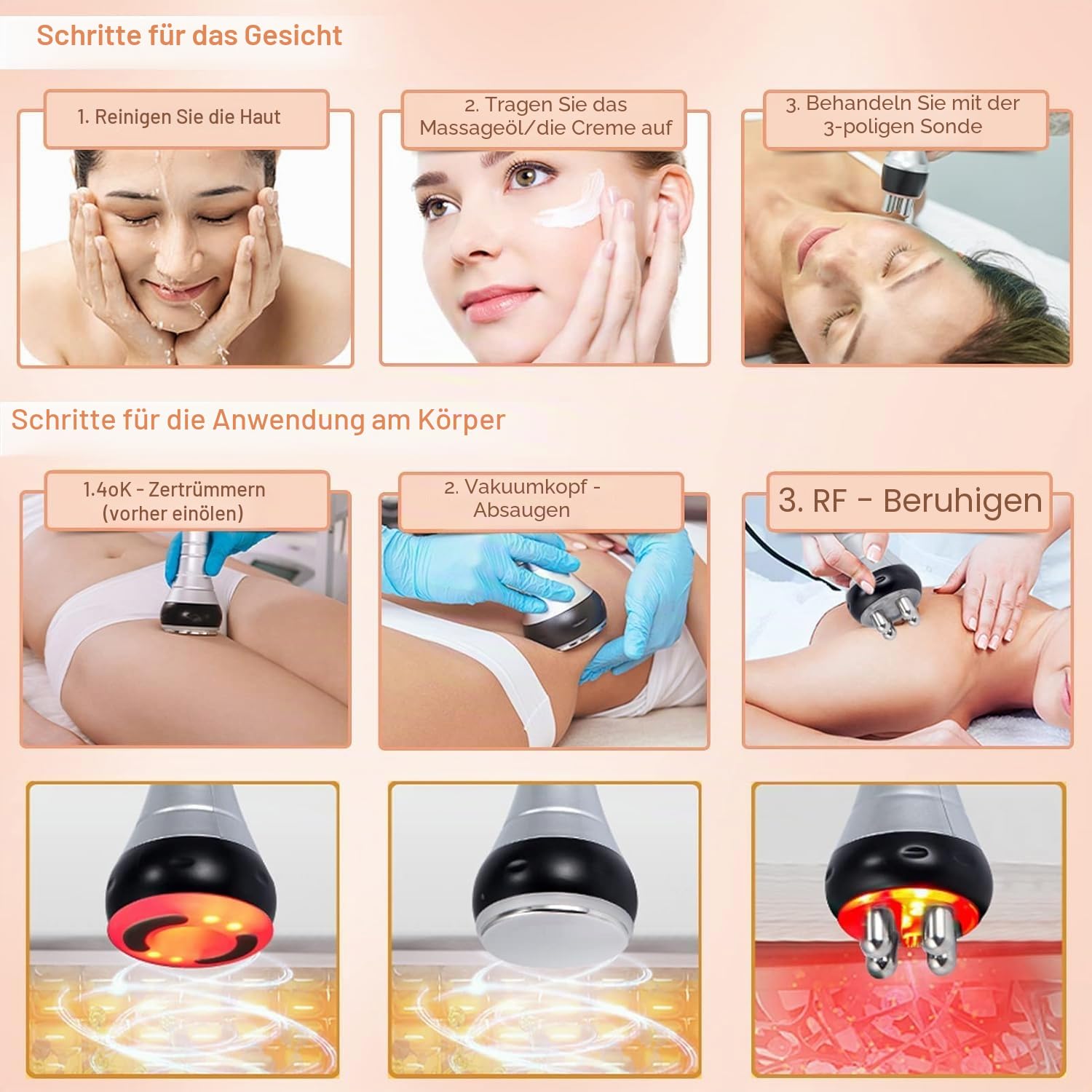 Kavitationsmaschine Radiofrequenz-Massagegerät Vakuum-Reduktionsgerät 6-in-1 Körperkonturiermaschine