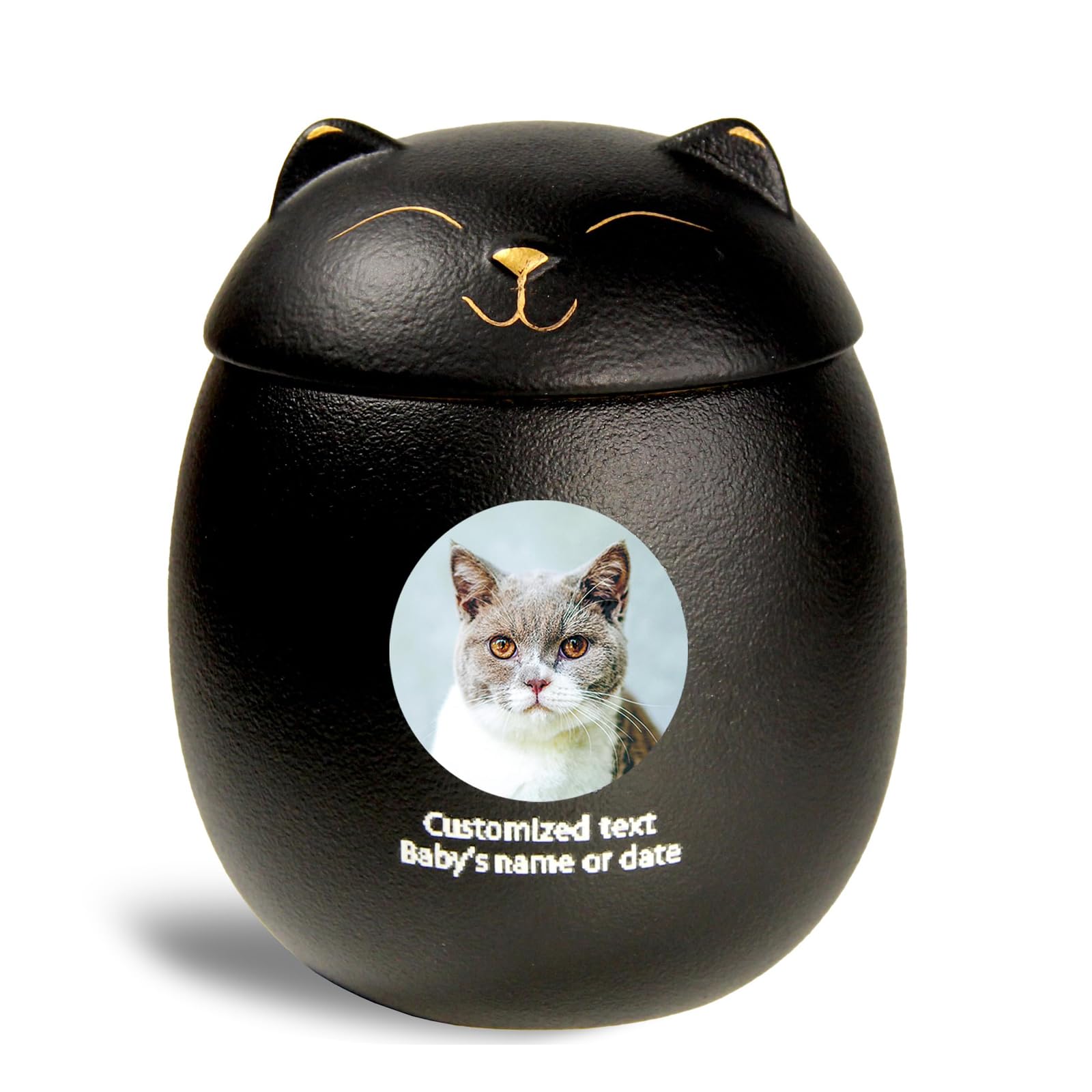 Urne Funéraire Céramique Chat – Pour Cendres Animaux, Design Mignon, Intérieur/extérieur, Capacité 850 Ml