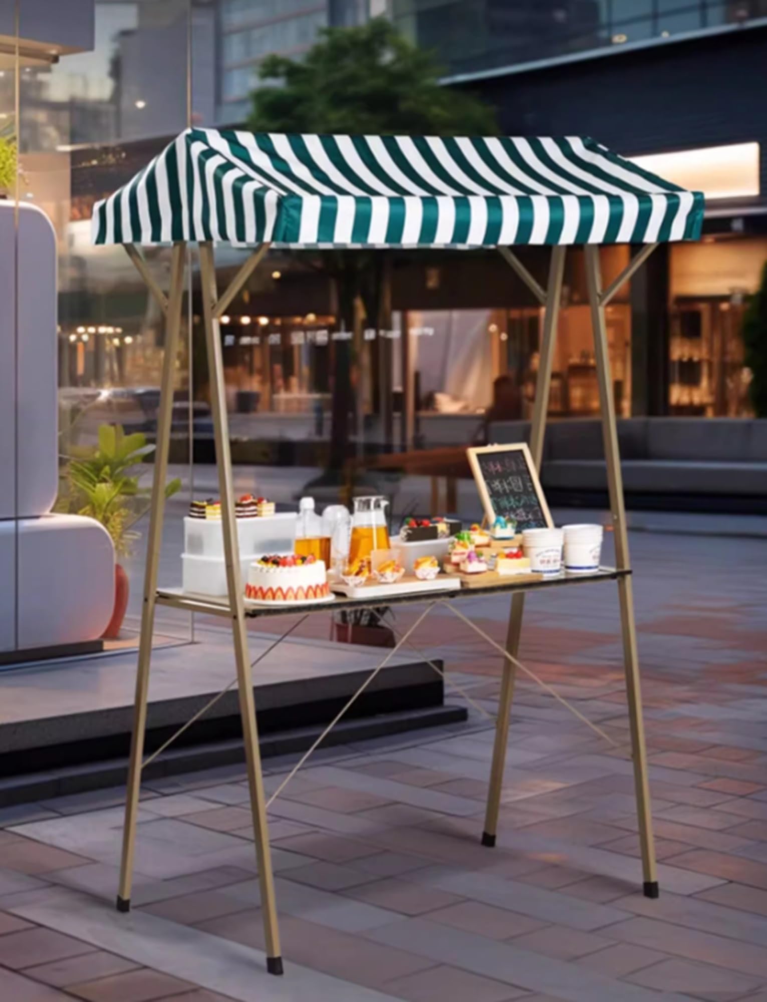 Puesto de exhibición de Mercado, Puesto de Vendedor Ambulante con toldo y Escritorio extraíble, quiosco Plegable for Eventos de Venta en el Mercado.(120x60cm/47.24x23.62in)