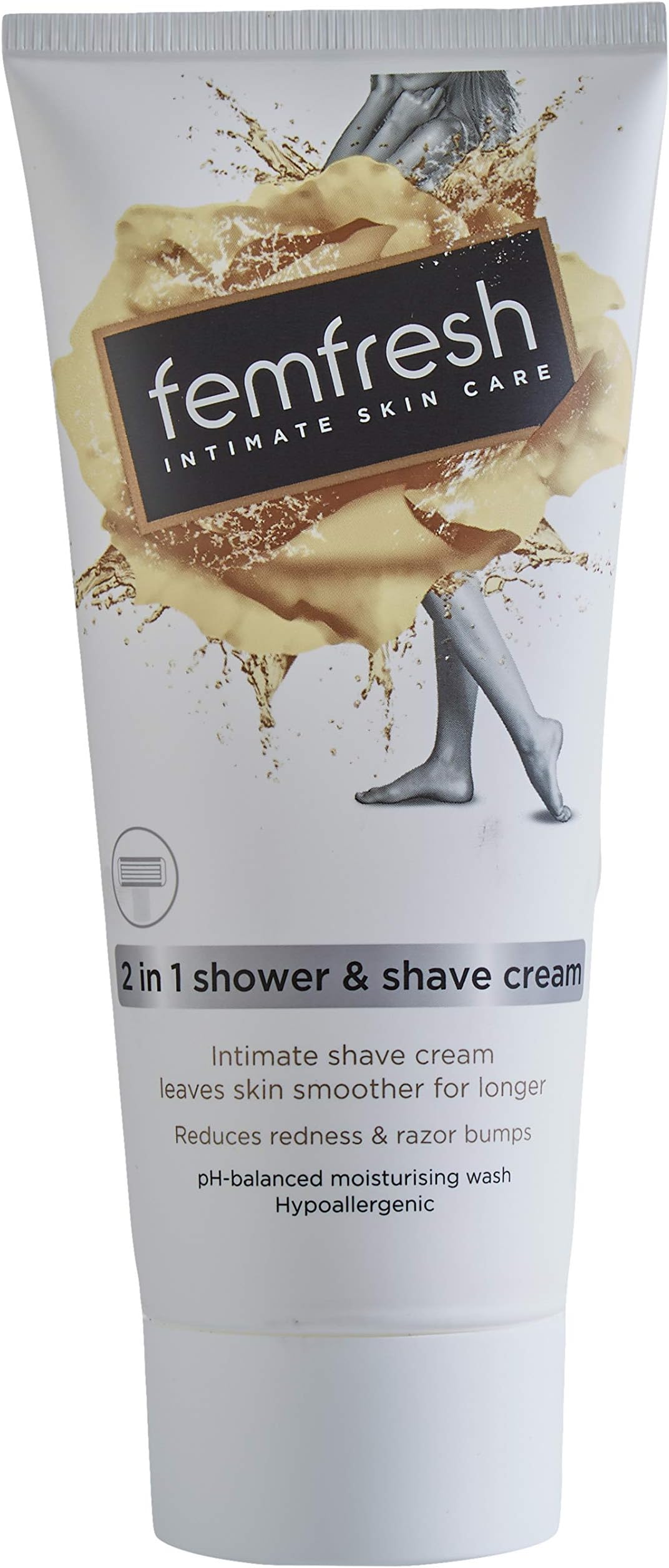 Femfresh 2-in-1 Shower and Shave Cream-Smoothing Shaving Crème & Intimate Feminine Hygiene Wash for Women-Hypoallergenic,Moisturising Argan Oil & Almond Oil Reduces Redness & Razor Bumps-200 ml