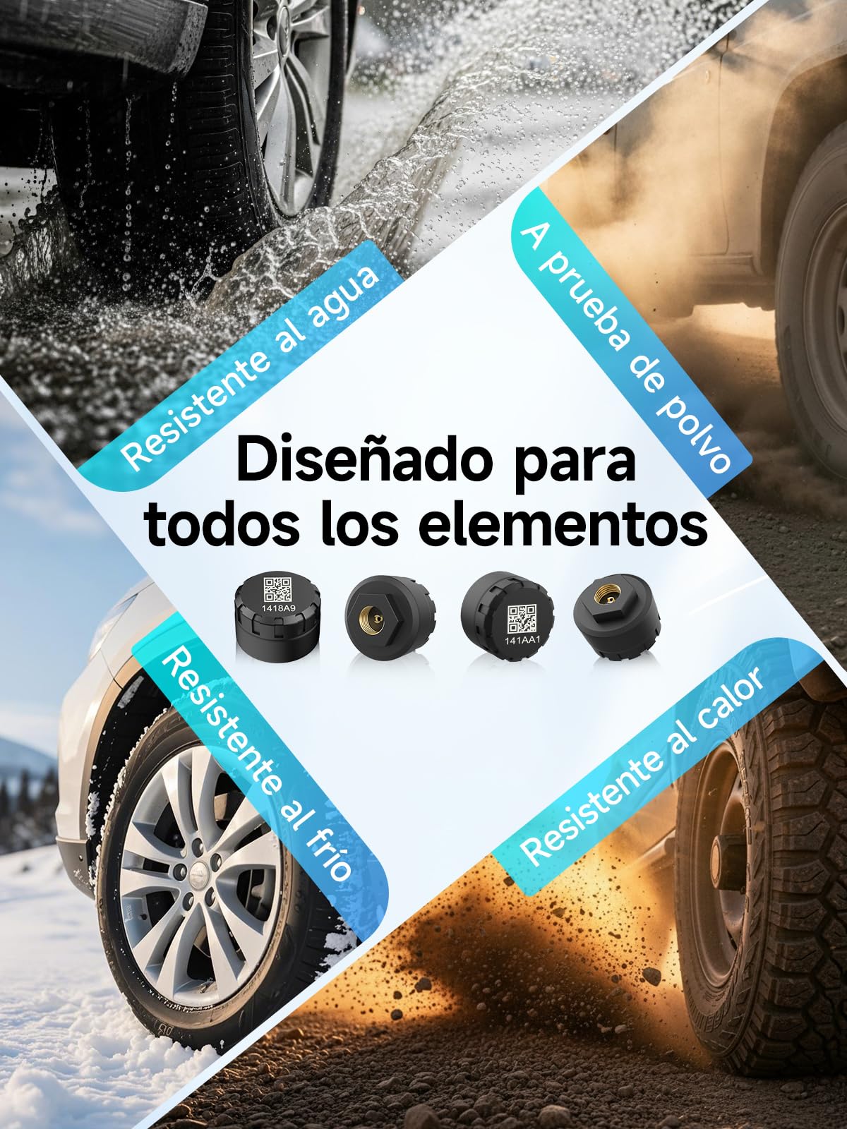 Sistema de control de presión de neumáticos Moman TPMS 4 sensores para motocicleta con aplicación, monitor de presión y temperatura de neumáticos con función de alarma, solo compatible con iOS & Andro