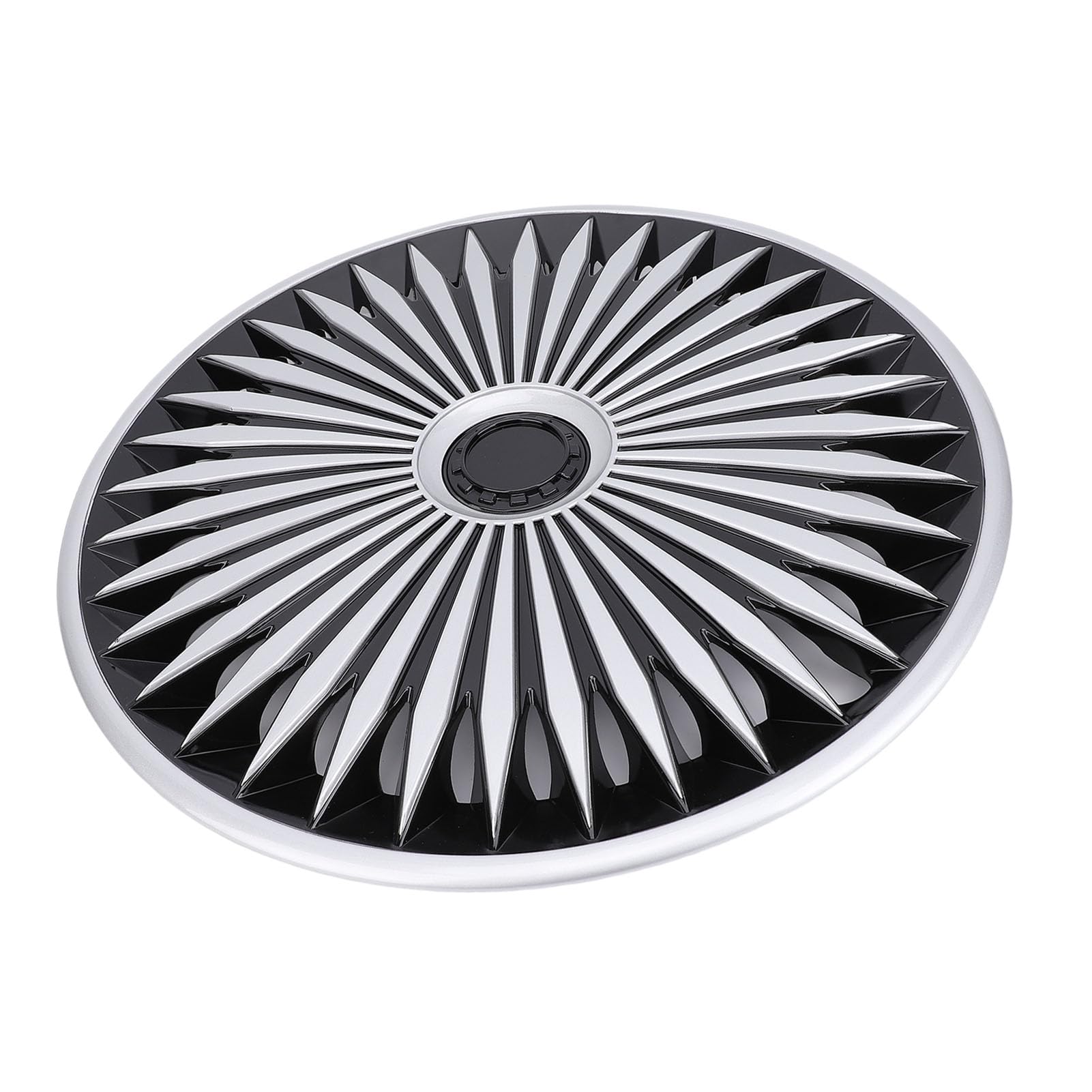 Set mit 4 16-Zoll-Radkappen, Radnabenkappen-Ersatz, Einrastende R16-Radabdeckung für, Ideal für Autokappenschutz-Modifikationszubehör (Silber Schwarz)