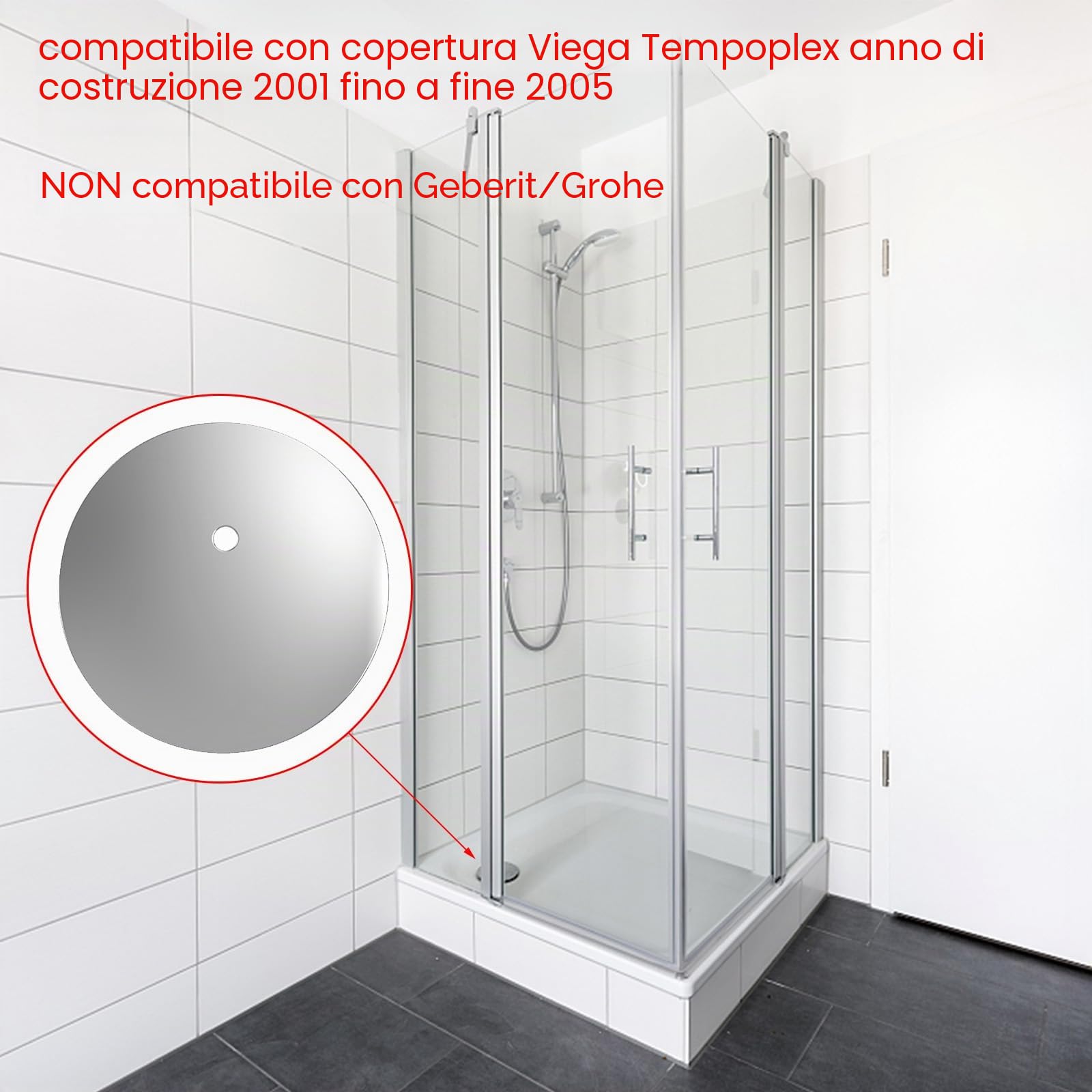 Copertura per scarico doccia, 112 mm, cromato per doccia e vasca da bagno per 6958.99