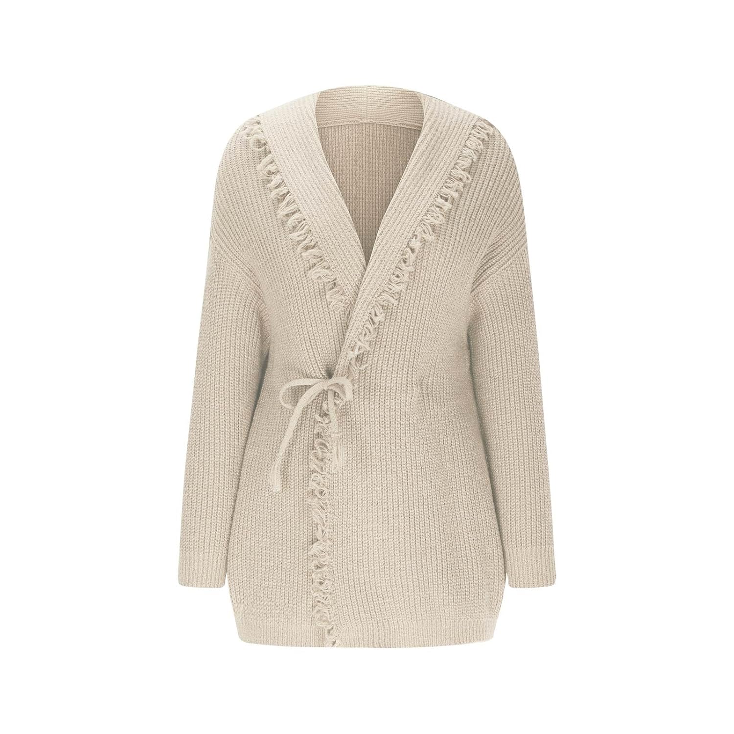 Women Long Cardigan Sweater Fall Lapel Collar Outfit Chunky Fringe Clothes with Pocket Coat Trendy Fashion Sweaters