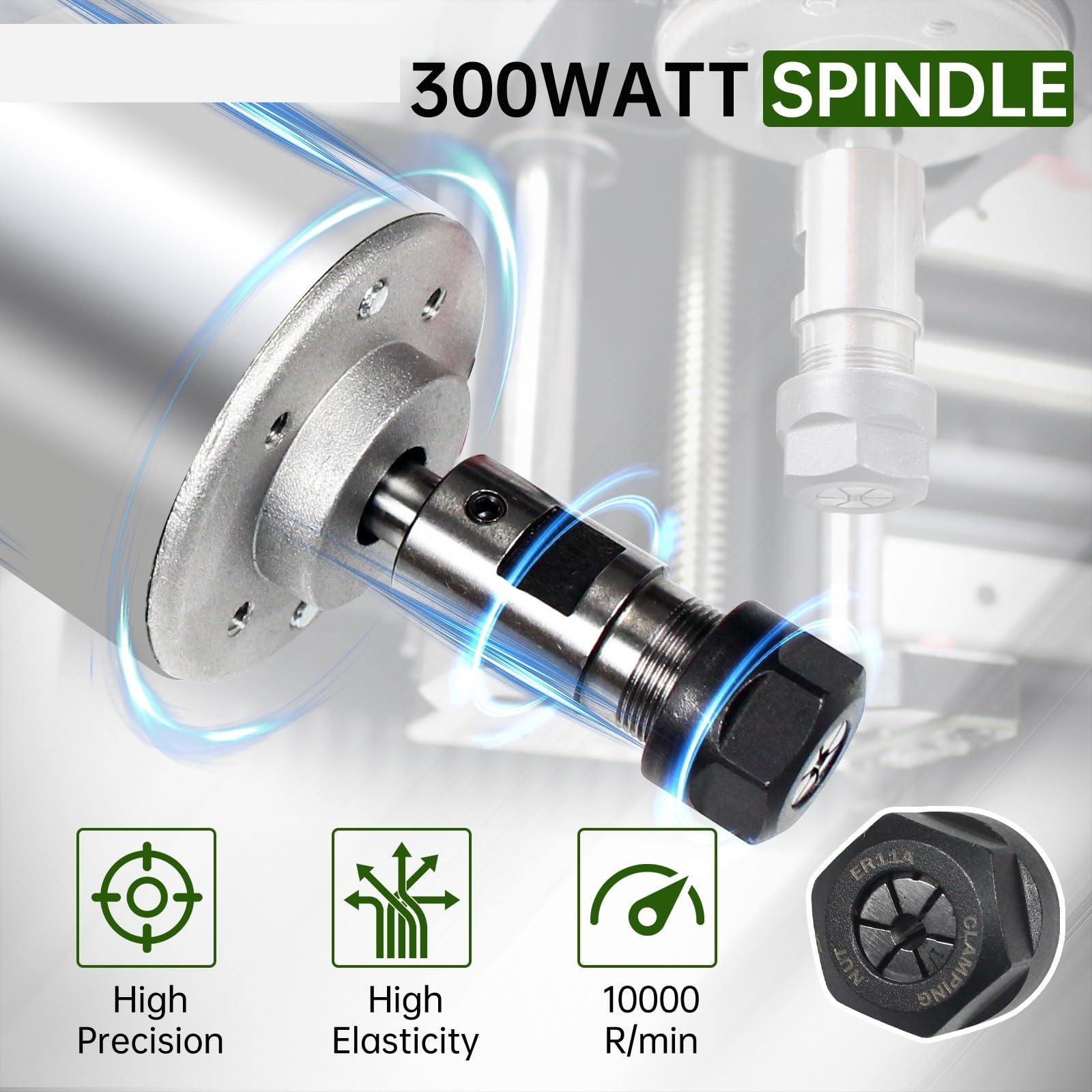 12000 obr/min High Speed ​​DC 12-48V 300W ER11 400W ER16 CNC zestaw do silnika wrzeciona chłodzonego powietrzem z zasilaczem grawerki,Napęd elektryczny(400W ER11)