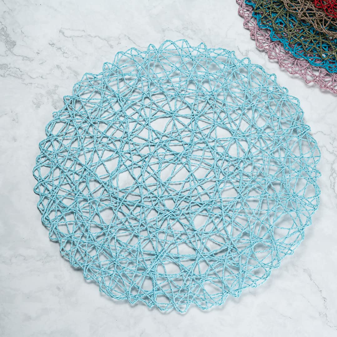 Spinweave - Mantel Individual Redondo de Papel Azul Cielo Hecho a Mano, 38 x 38 cm, Caja de 6 Unidades Restaurantware