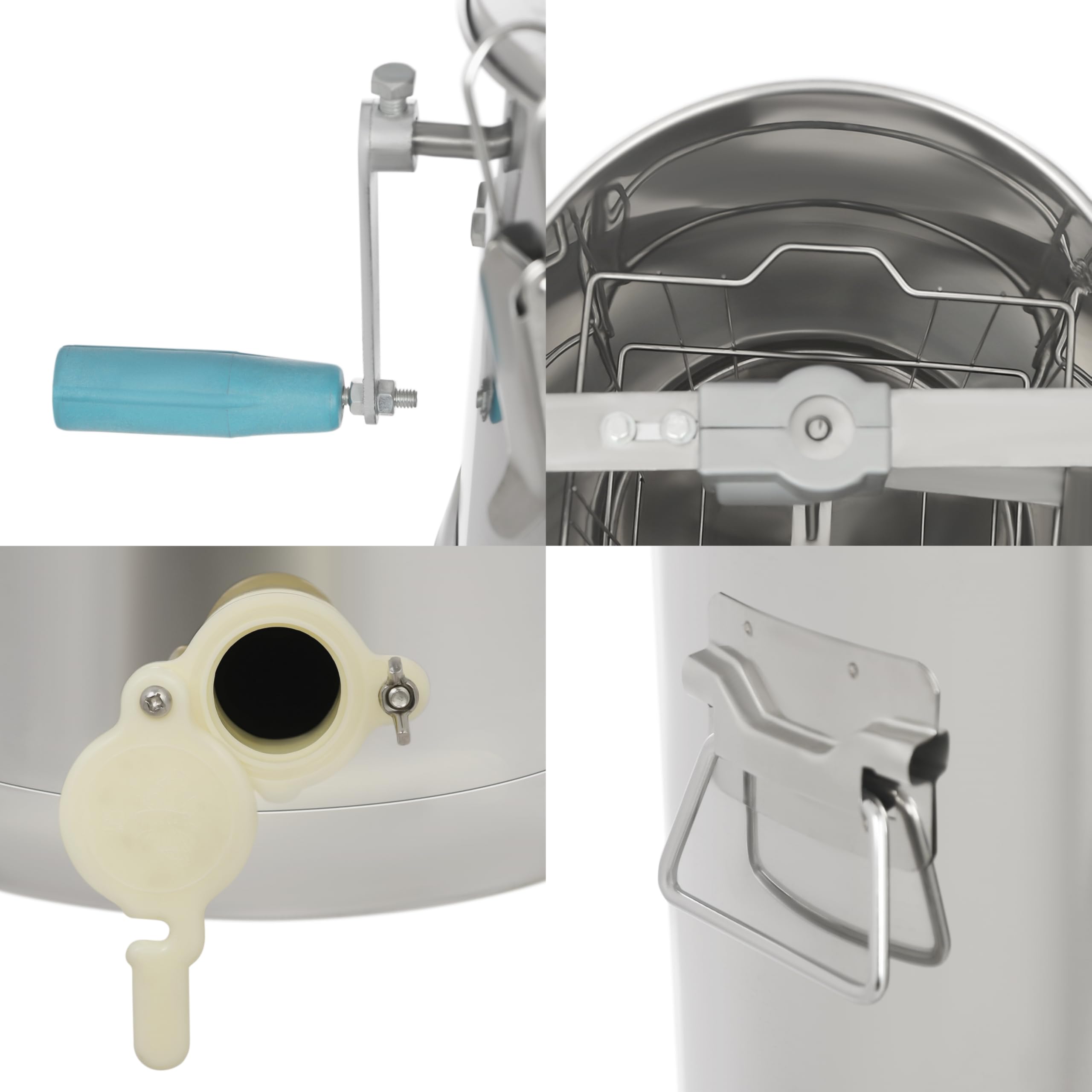 Fionda manuale a nido d'ape 2 fionda miele a nido d'ape con scarico del miele, estrattore di miele in acciaio inox estrattore di miele con coperchio, manuale estrattore di miele apicoltori accessori