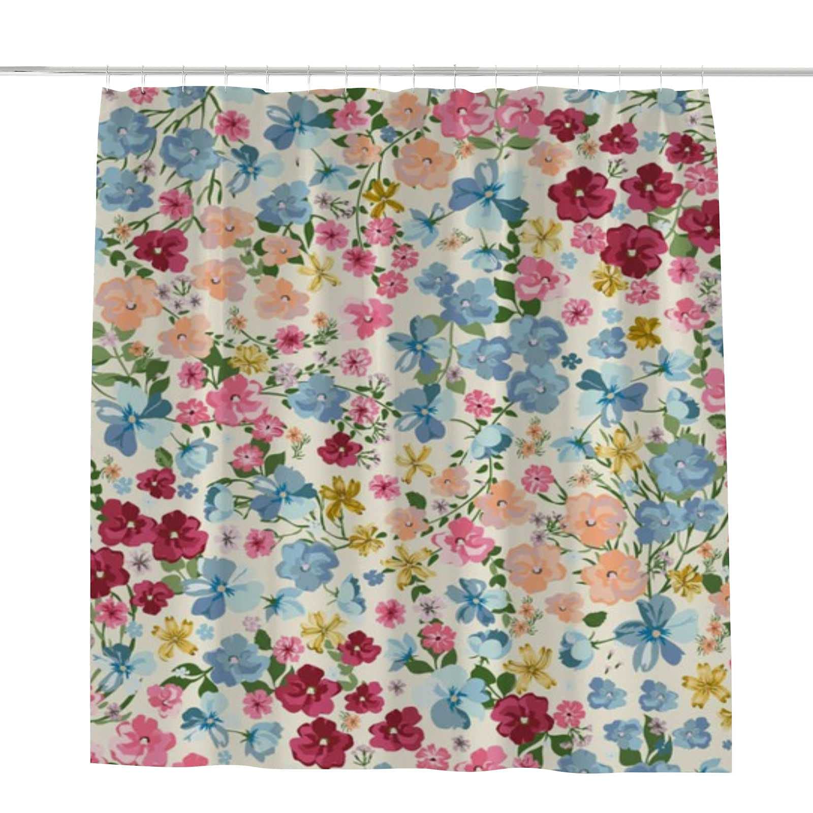 Rideau de douche polyester fleurie CHEHONG lavable 183x183 cm avec crochets