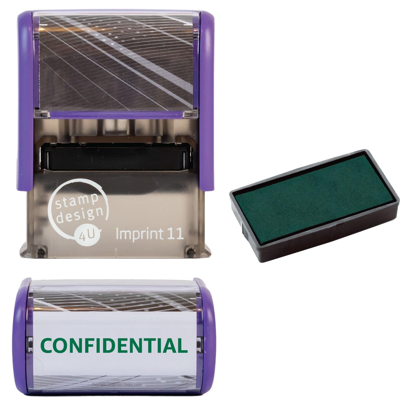 Confidential Self Inking Rubber Stamp for Stamping Your Confidential Documents - Green Confidential Stamp with 1 Extra Inkpad