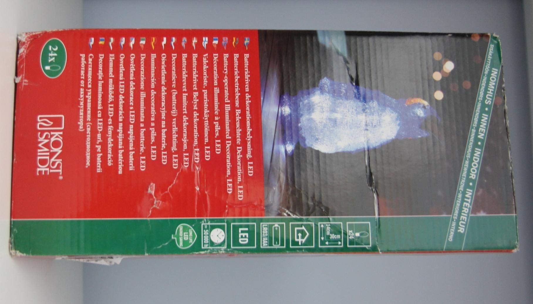 Konstsmide LED-Acrylfigur – Pinguin, 30x14 Cm, Batteriebetrieben – IP44, Für Innen & Außen, Inkl. Timer