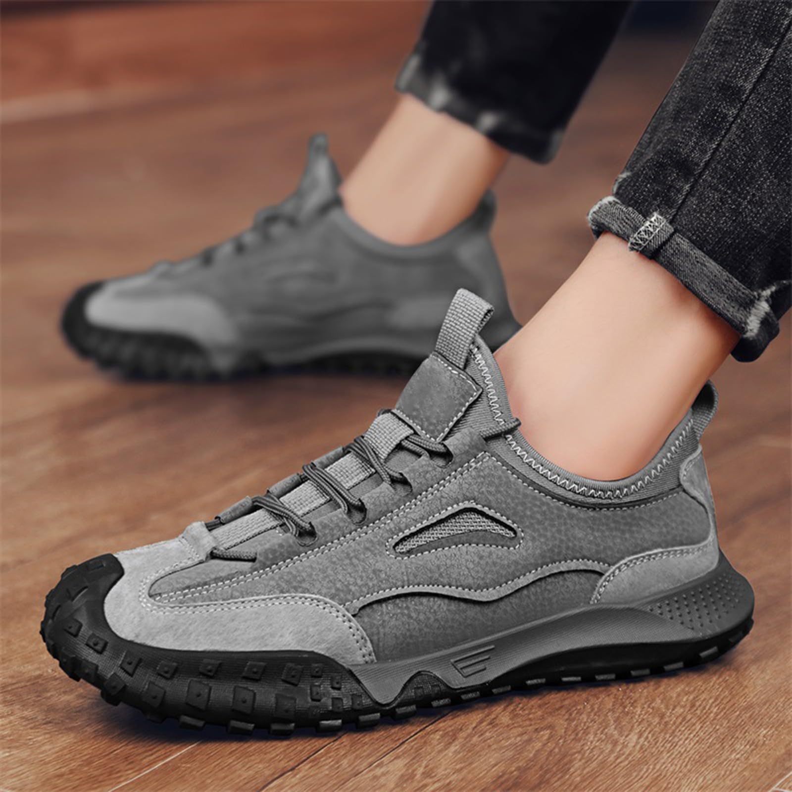 Sportschuhe Herren Retro - Sneaker Orthopädische Turnschuhe Mit | Schnürsenkel Walkingschuhe Hoch Laufschuhe Rutschfest Sommerschuhe Atmungsaktive Leichtgewichts Freizeitschuhe Für Wandern