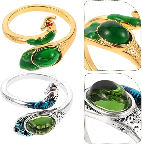 Miniatura 2 de EXCEART Anillo de ganchillo ajustable con lazo de tejer, anillos de ganchillo de pavo real, anillos tejidos de hilo de metal, guía para dedos, dedal